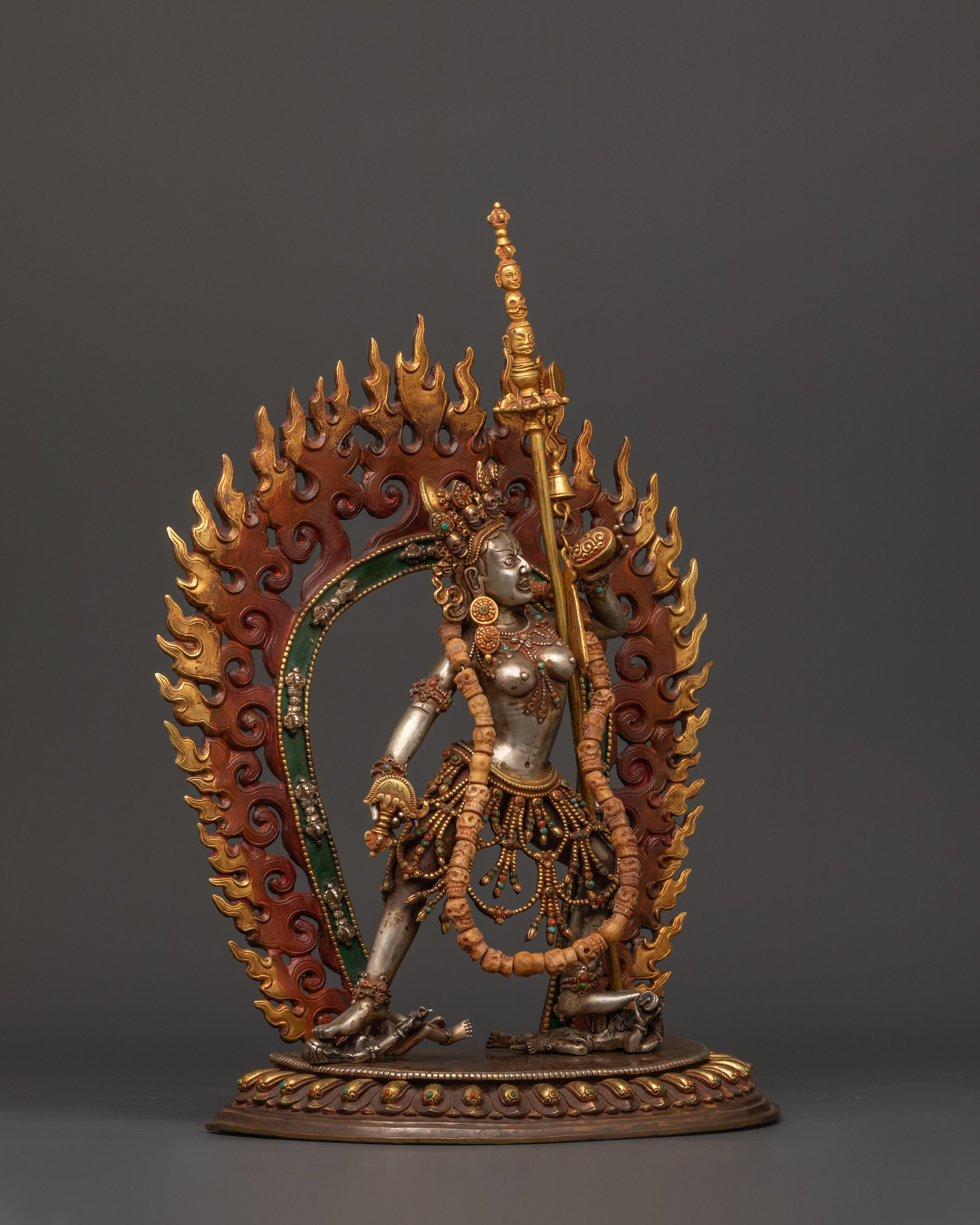 Sacred Buddhist Dakini Sculpture | Gold-Plated Vajrayogini Statue