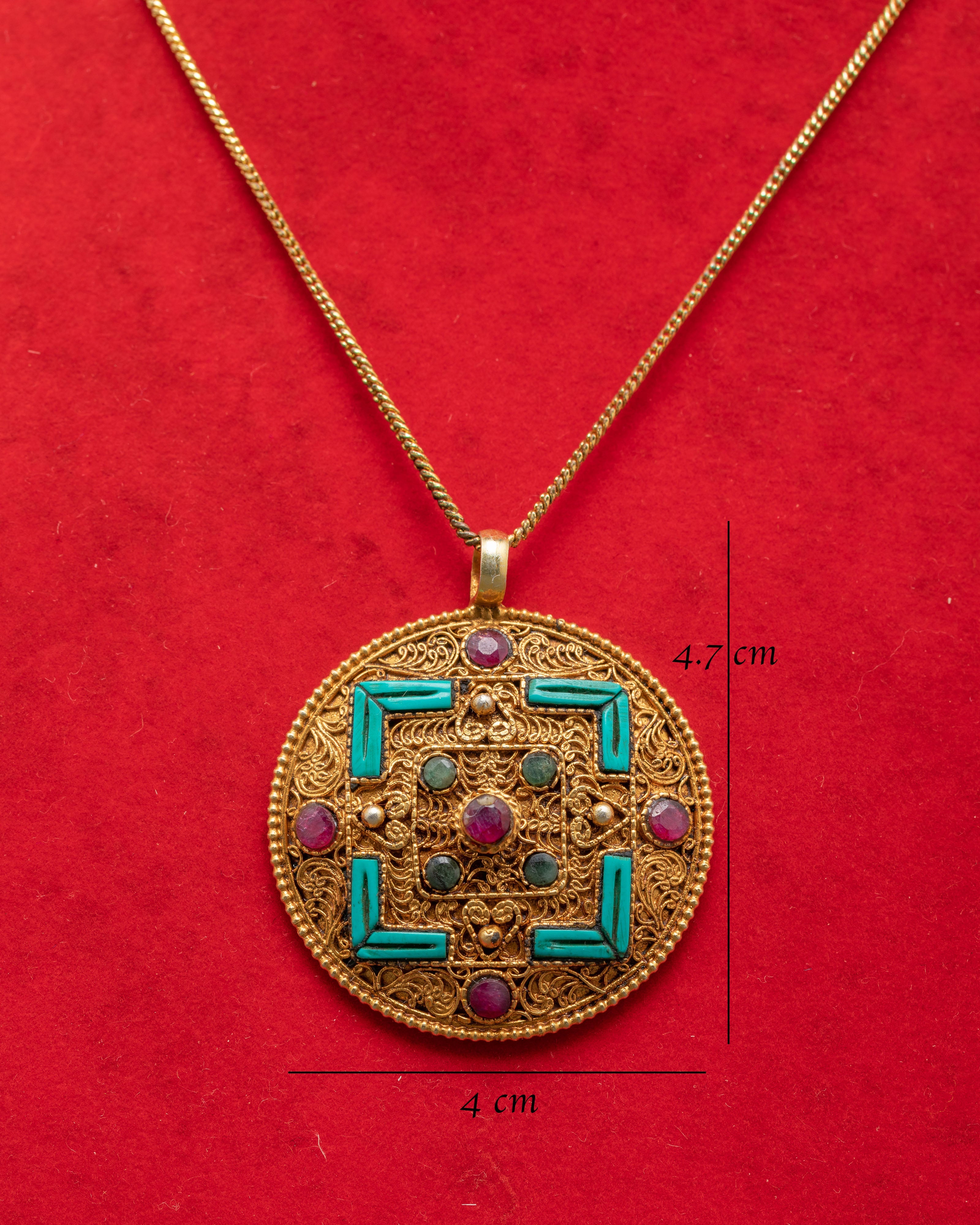 Gold Plated Locket with Turquoise | Elegant Pendant for Protection