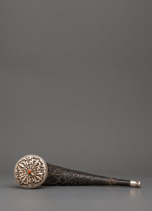 Tibetan Snuff Horn with Pure Silver and Coral | Ethically Sourced Yak Horn Snuff Box