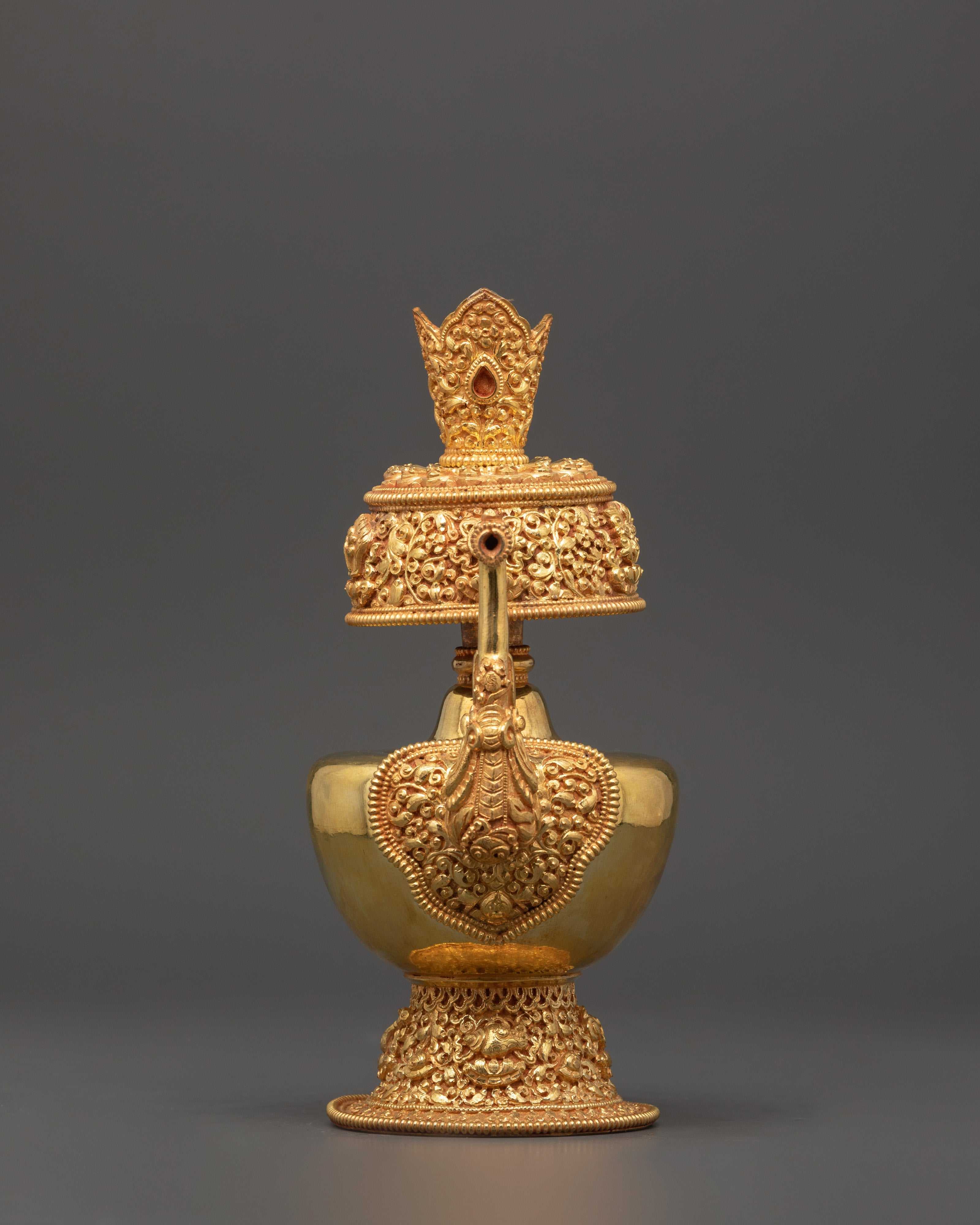 Large Gold-Plated Tibetan Bhumba Ritual Set | Spiritual Temple Decor