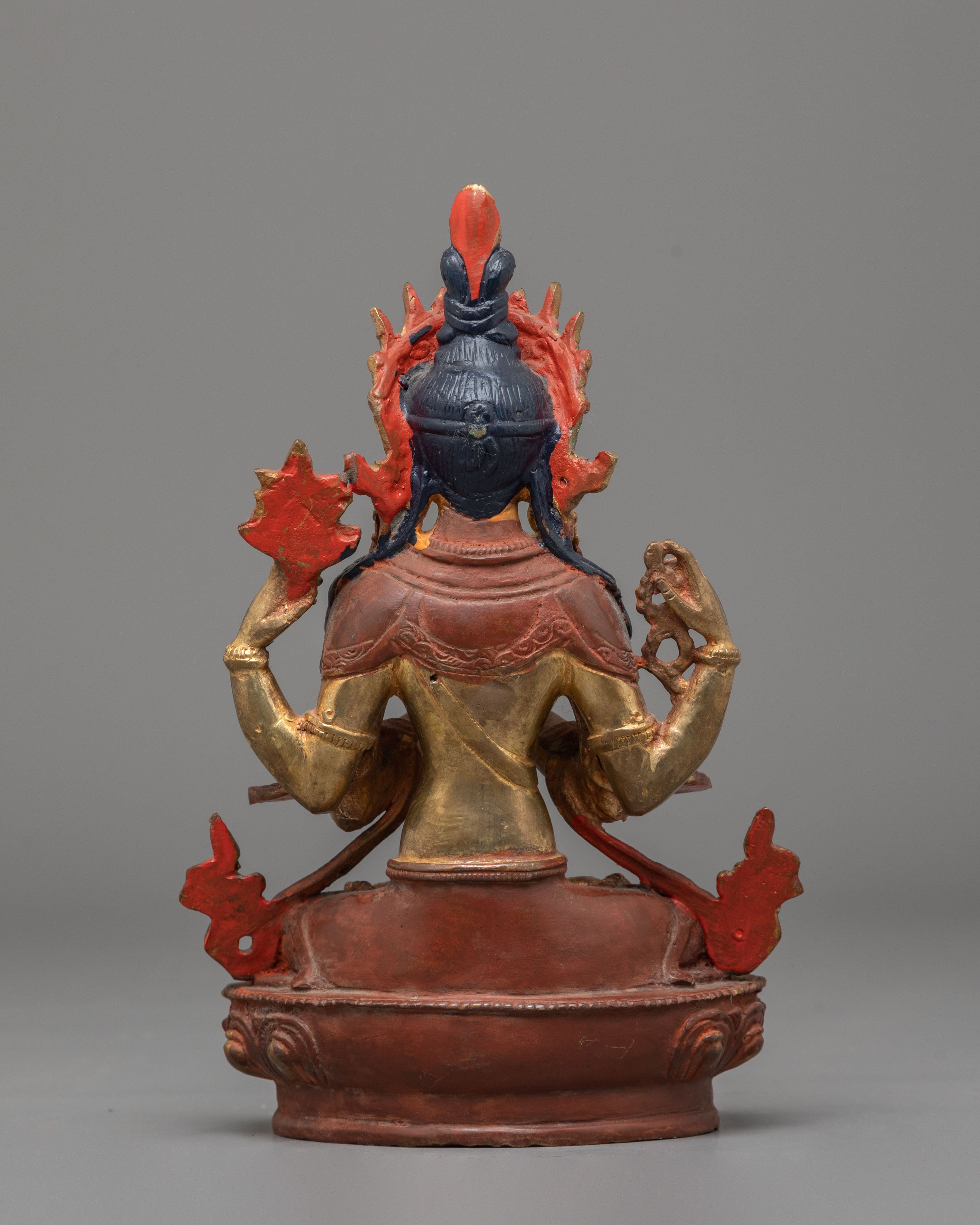 Gold Plated Statue of Bodhisattva Chenrezig | Deity of Compassion