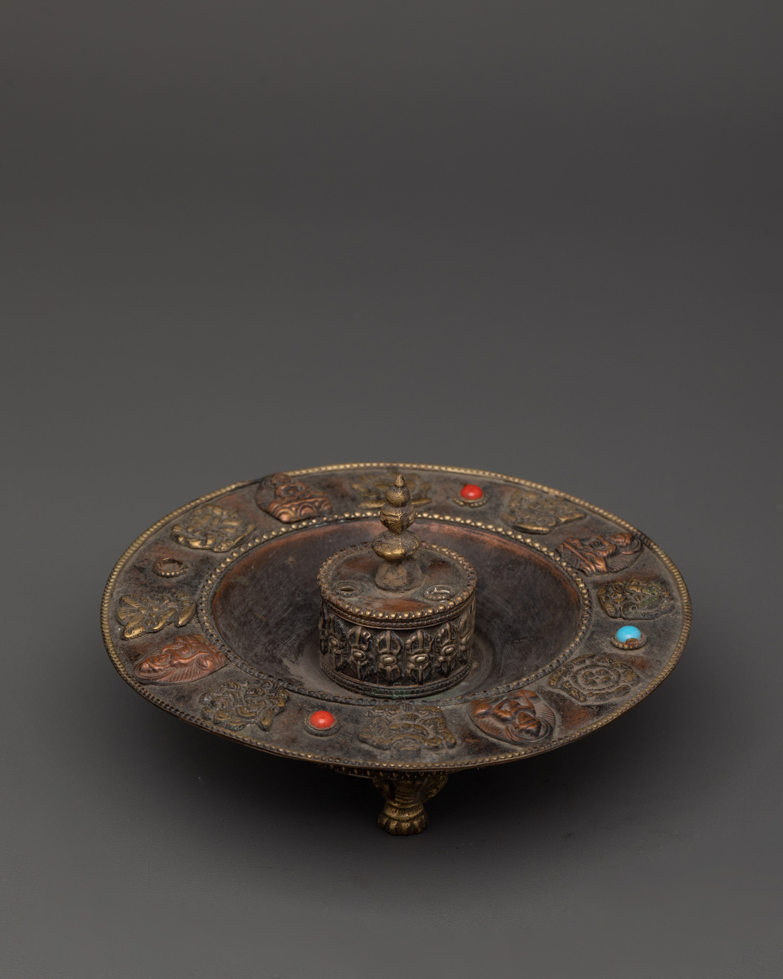 Handcrafted Tibetan Copper Brass Incense Holder | Buddhist Altar Spiritual Decor