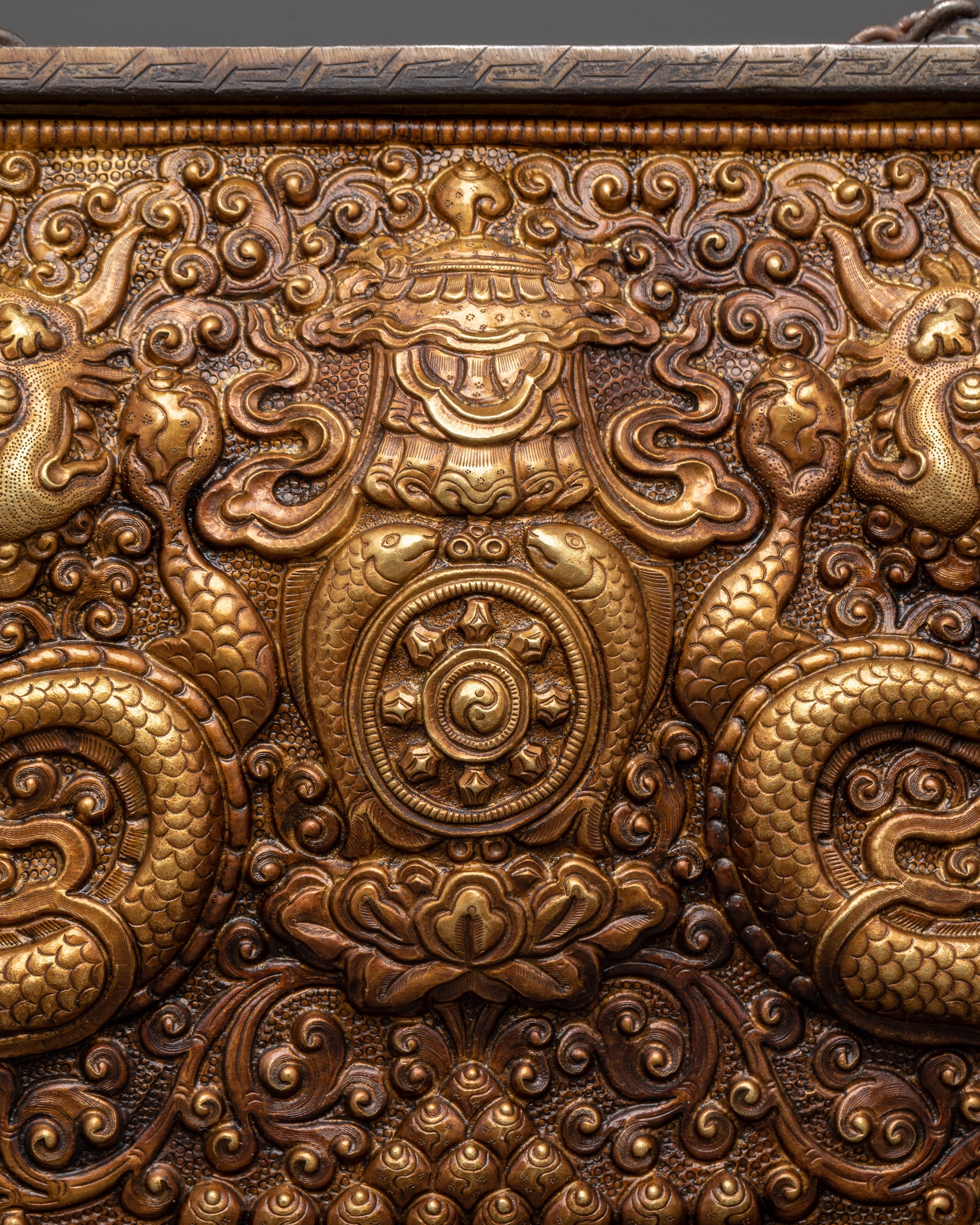 Wall Hanging with Dragon Carving | Tibetan Decor for Power and Protection