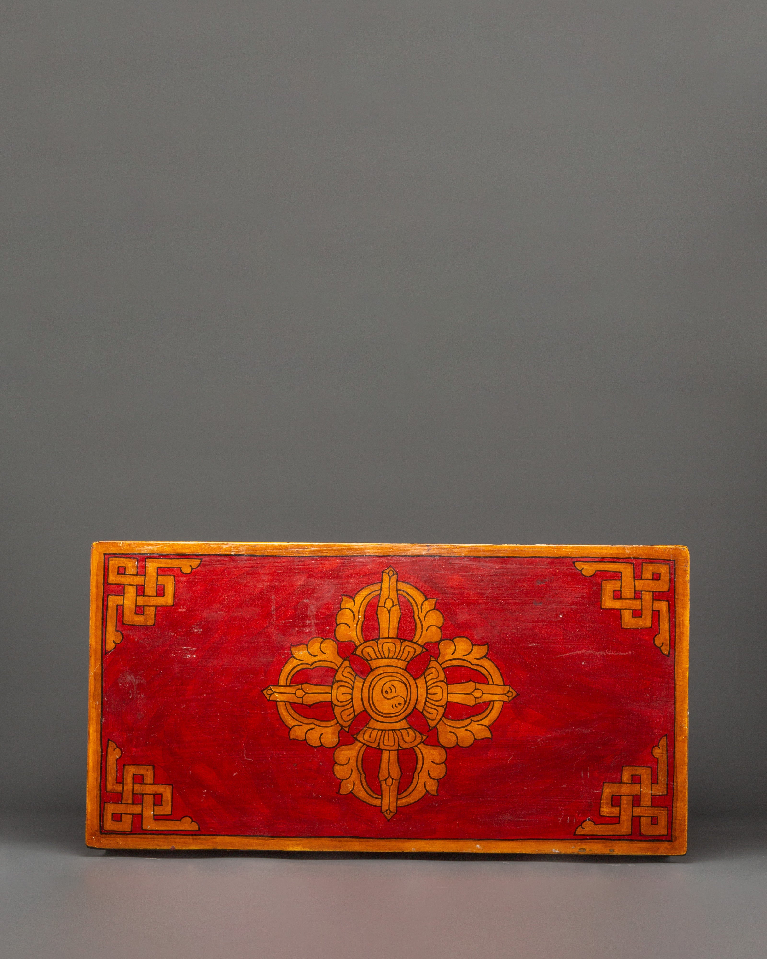 Hand-Painted Tibetan Wooden Folding Table | Snow Lion Ritual Altar Table