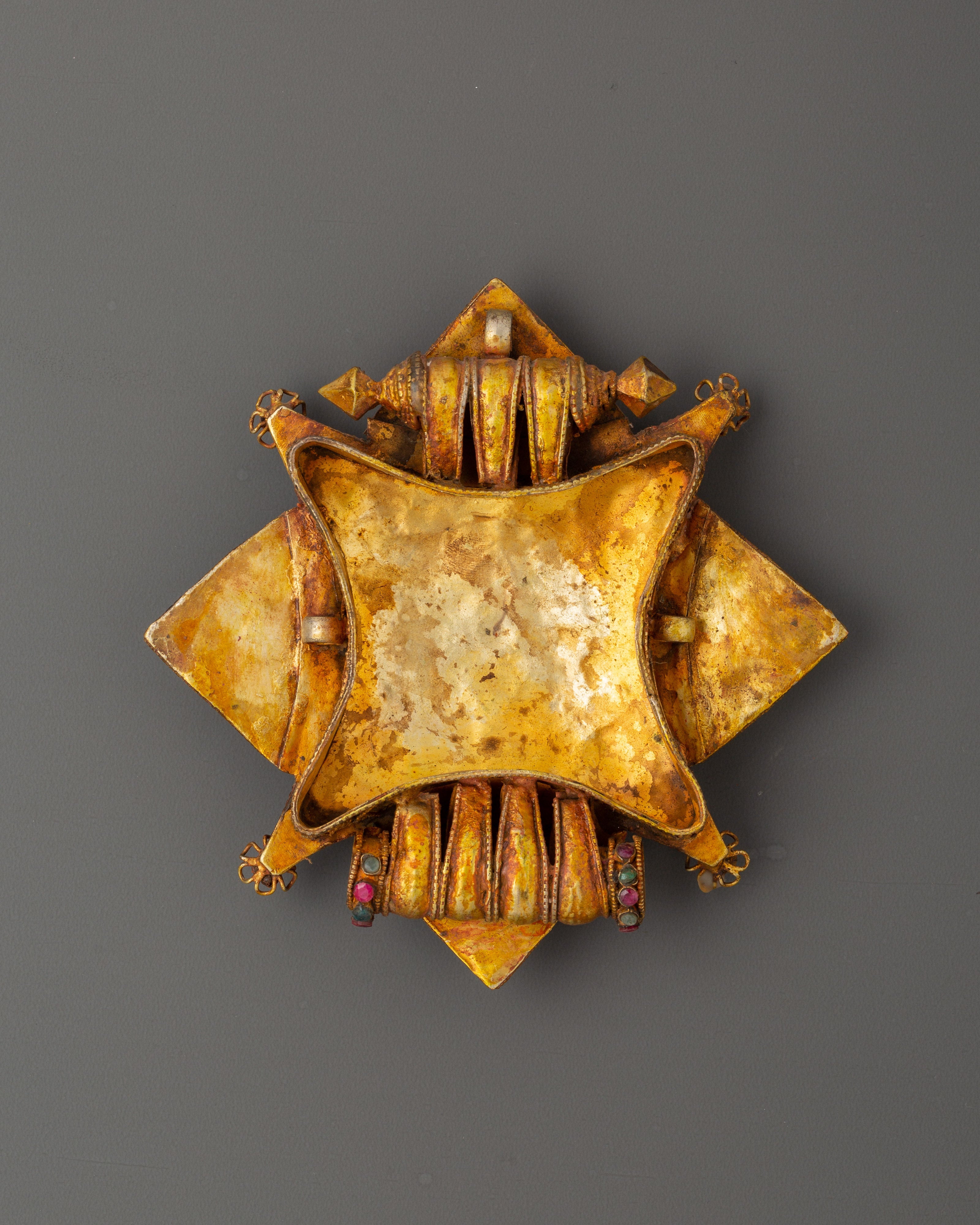Tibetan Ghau Box Locket with Copper Body | Copper Body with Gold & Silver Plating