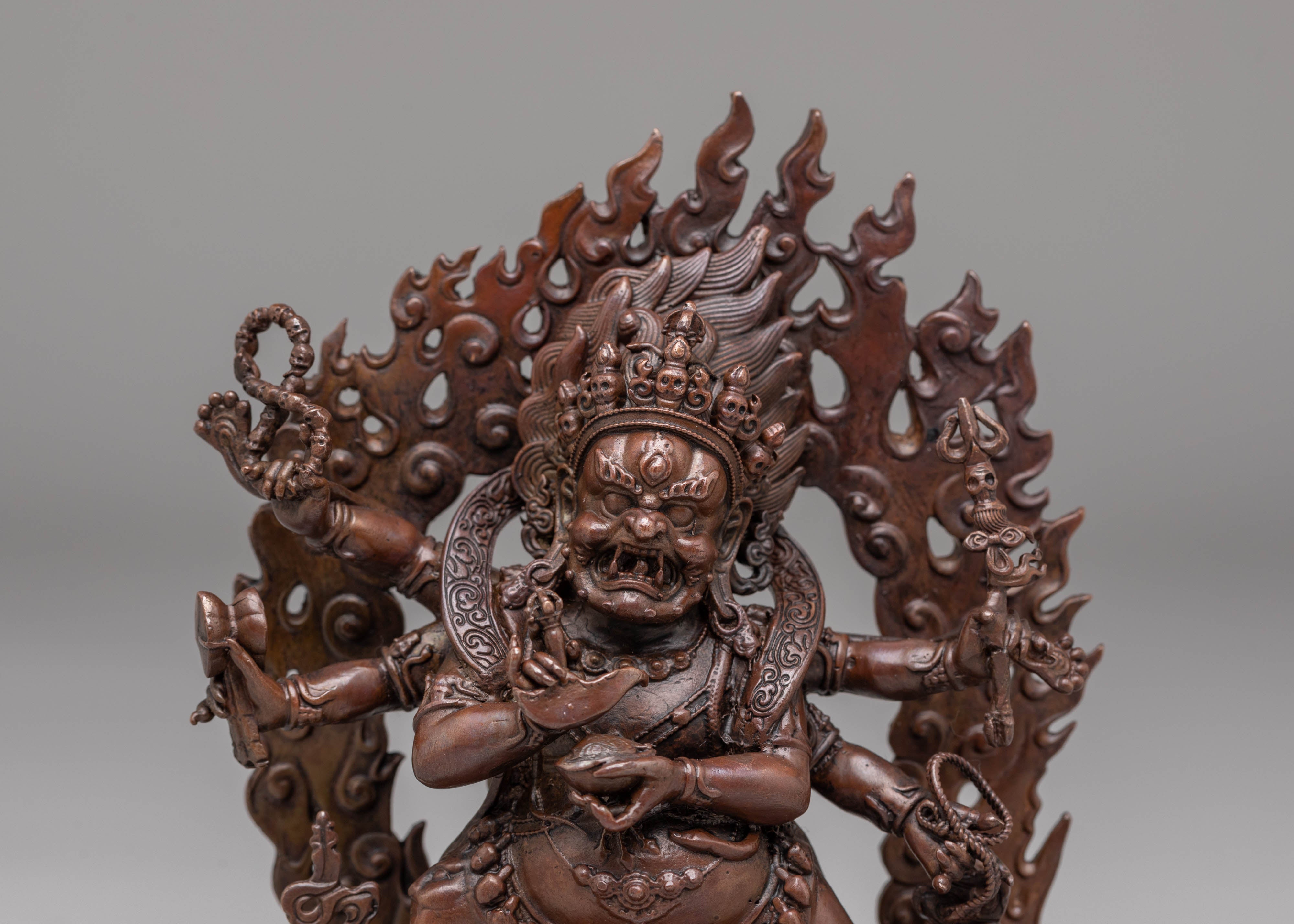 Six-Armed Mahakala Statue | Powerful Dharma Protector in Tibetan Buddhism