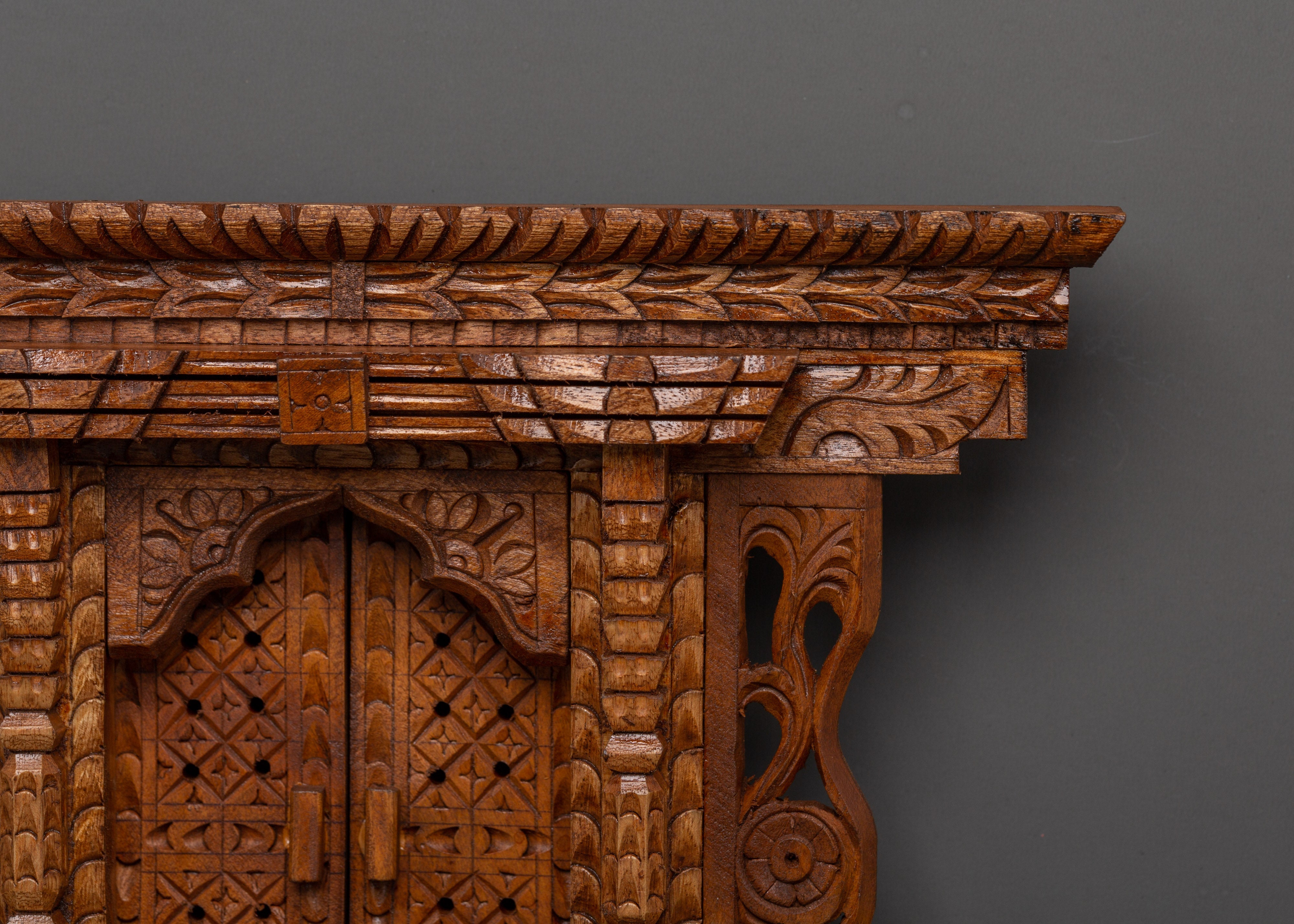 Tibetan Handcarved Wall Hanging Decor | Wooden Art for Meditation Spaces