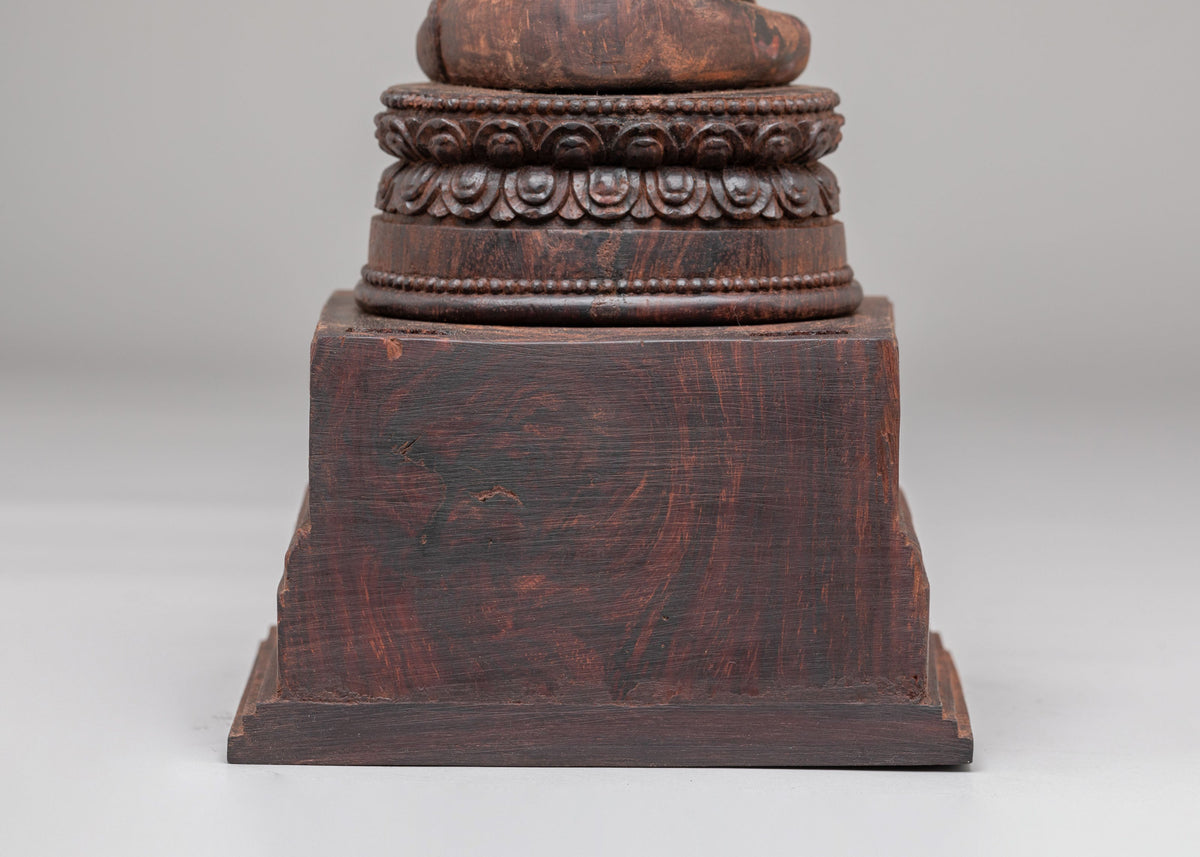Himalayan Siddhartha Gautama Sculpture | Hand Carved Wooden Shakyamuni Buddha