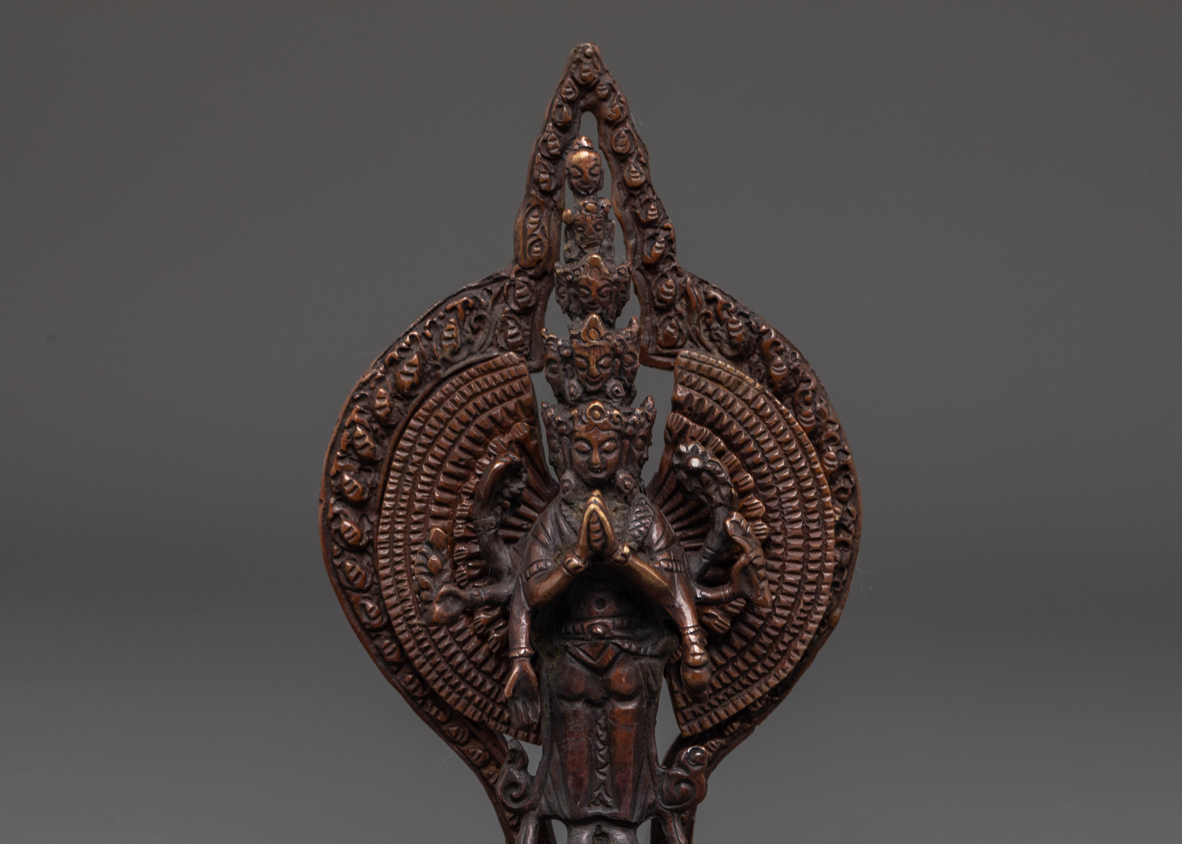 1000 Armed Oxidized Copper Chenrezig Statue | Tibetan Buddhist Compassion Deity