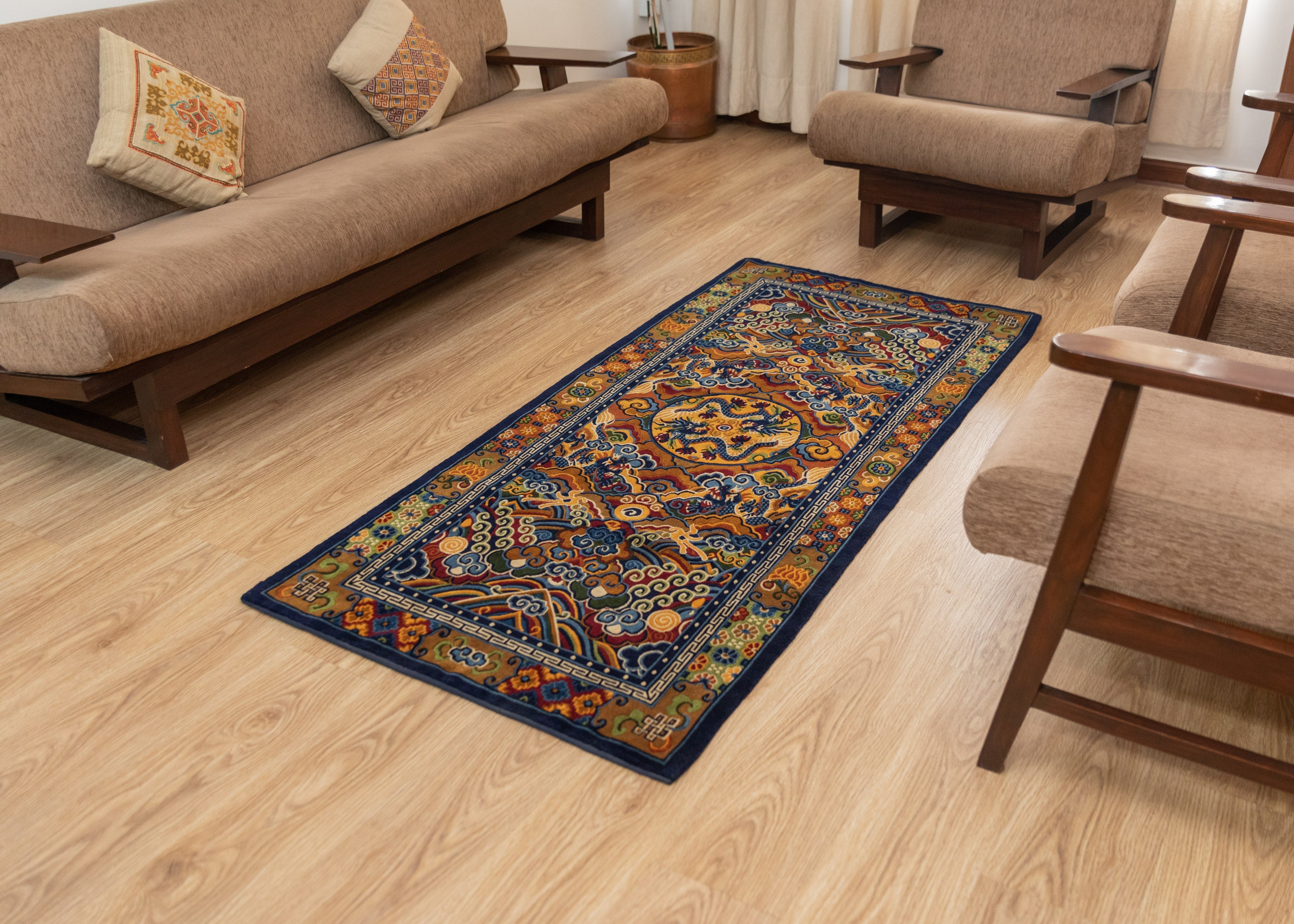 Handcrafted Tibetan Carpet | Traditional Wool Carpet with 200 Knots