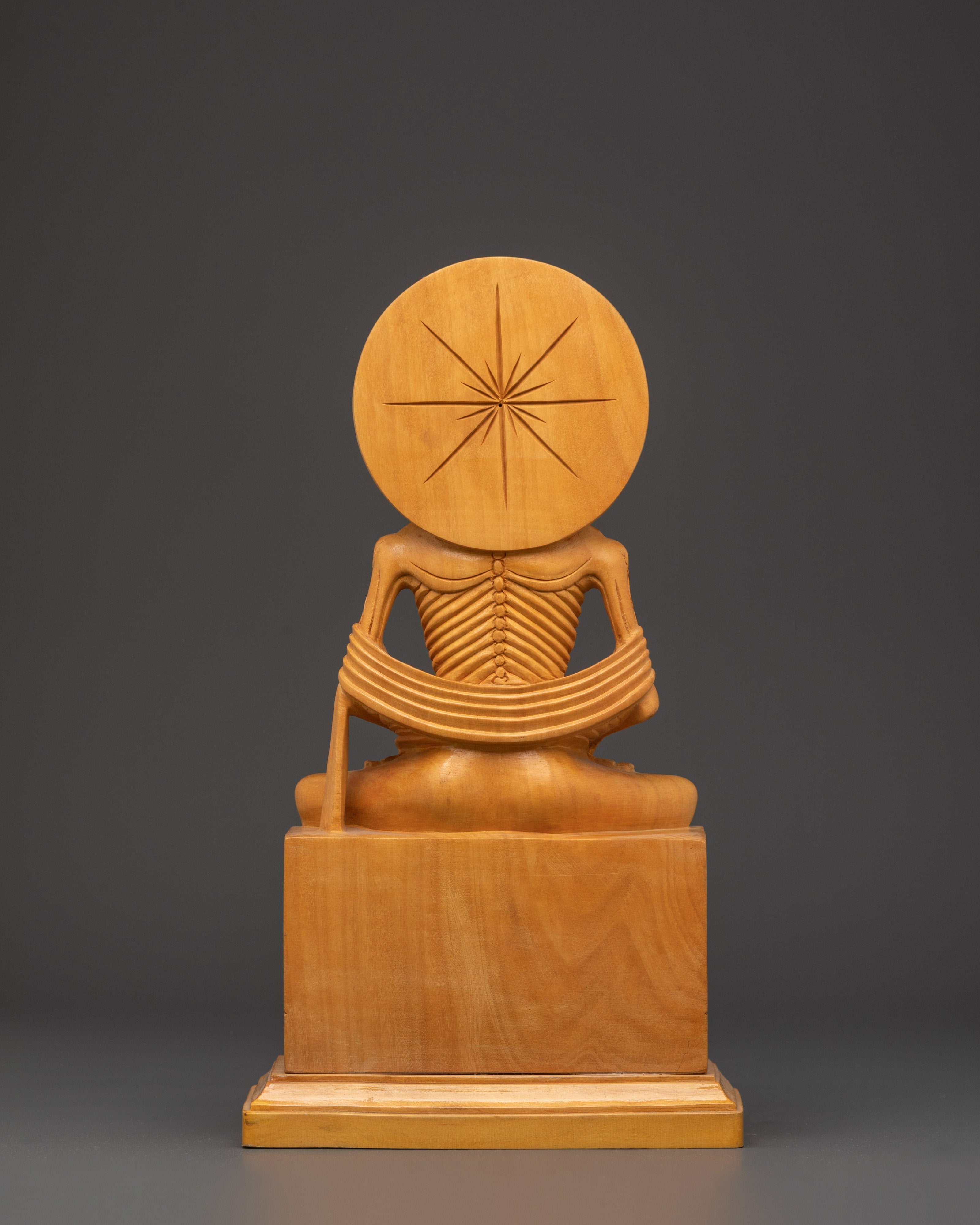 Handcarved Fasting Buddha Shakyamuni Statue | Wooden Ascetic Sculpture