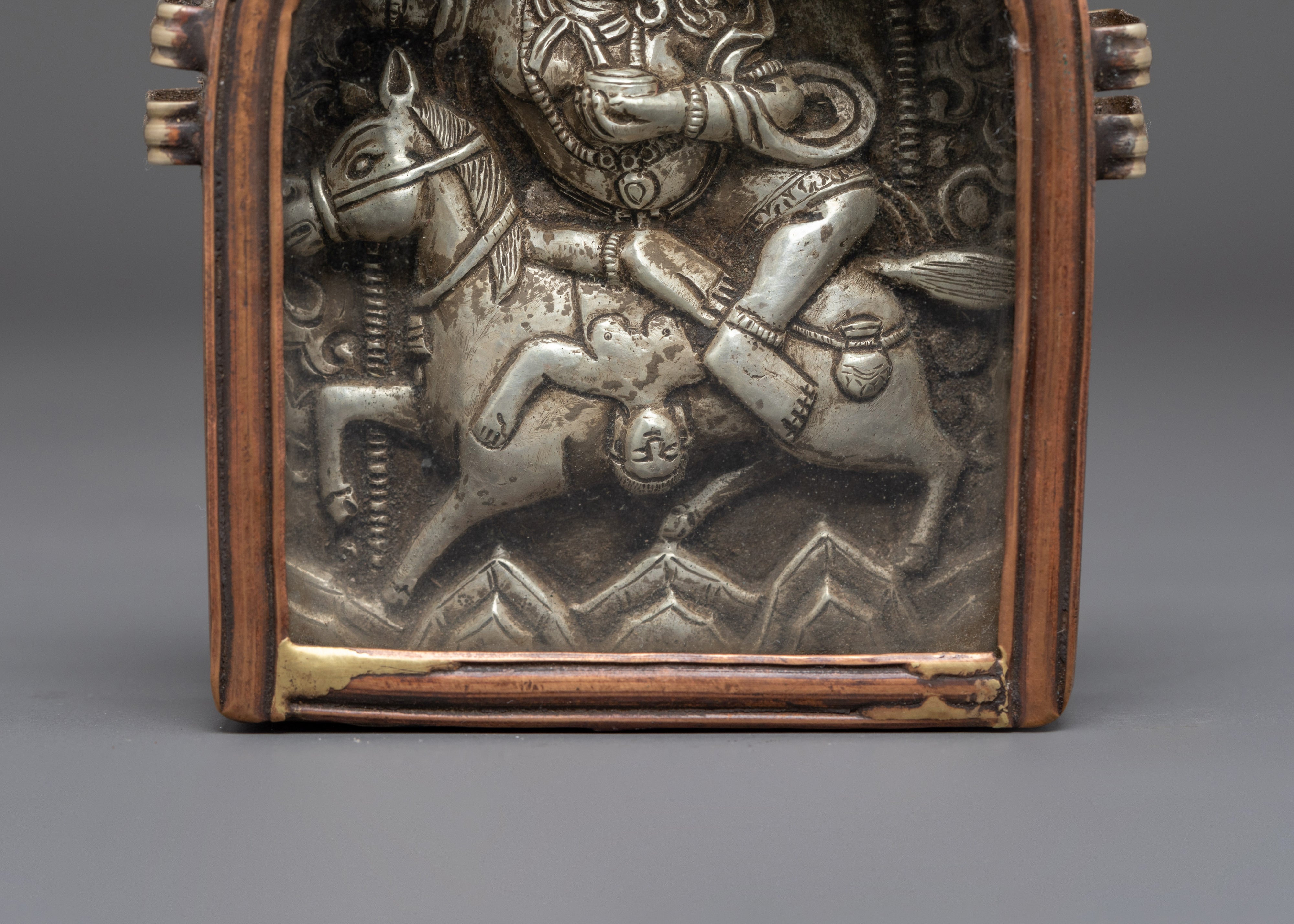 Sacred Buddhist Protective Amulet Case | Silver Repoussé Gau Box