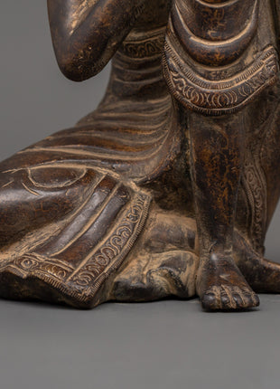 Buddha Bronze Iron Statue | Handcrafted Sitting Buddha Artwork