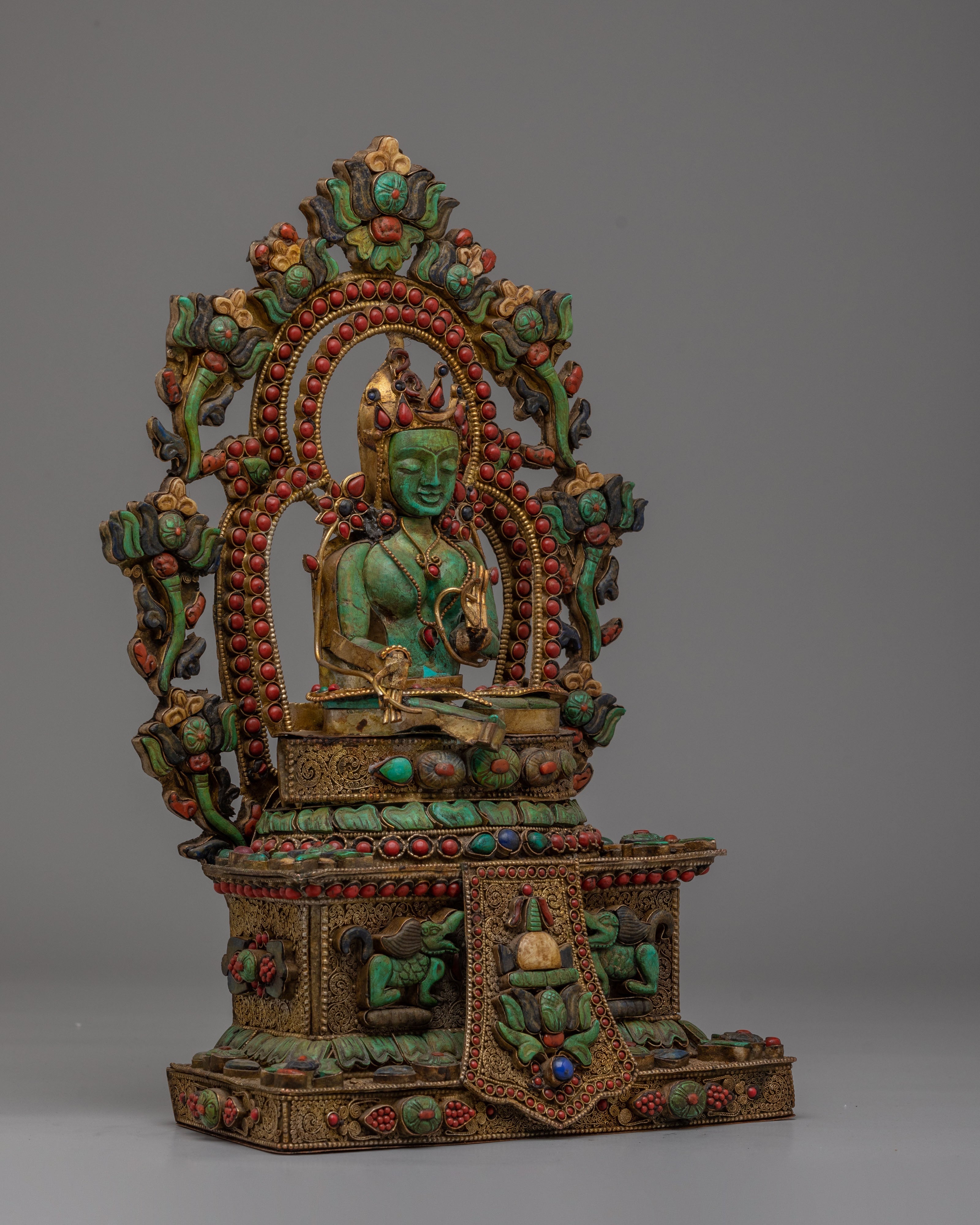 Handcrafted Green Tara Statue for Decor | Tibetan Buddhist Deity