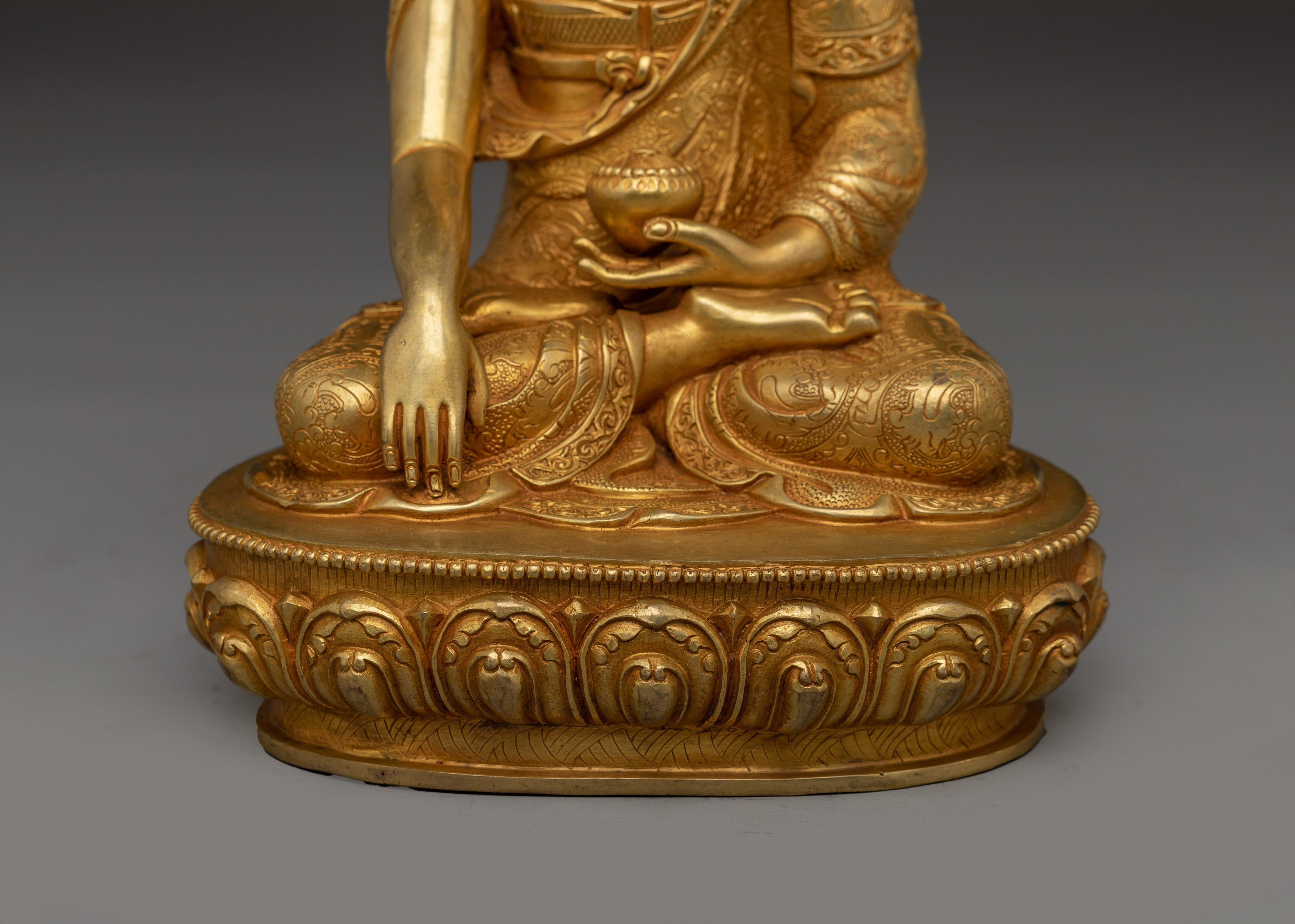 Gold Gilded Copper Shakyamuni Buddha Artwork | Perfect for Meditation and Altar Decor