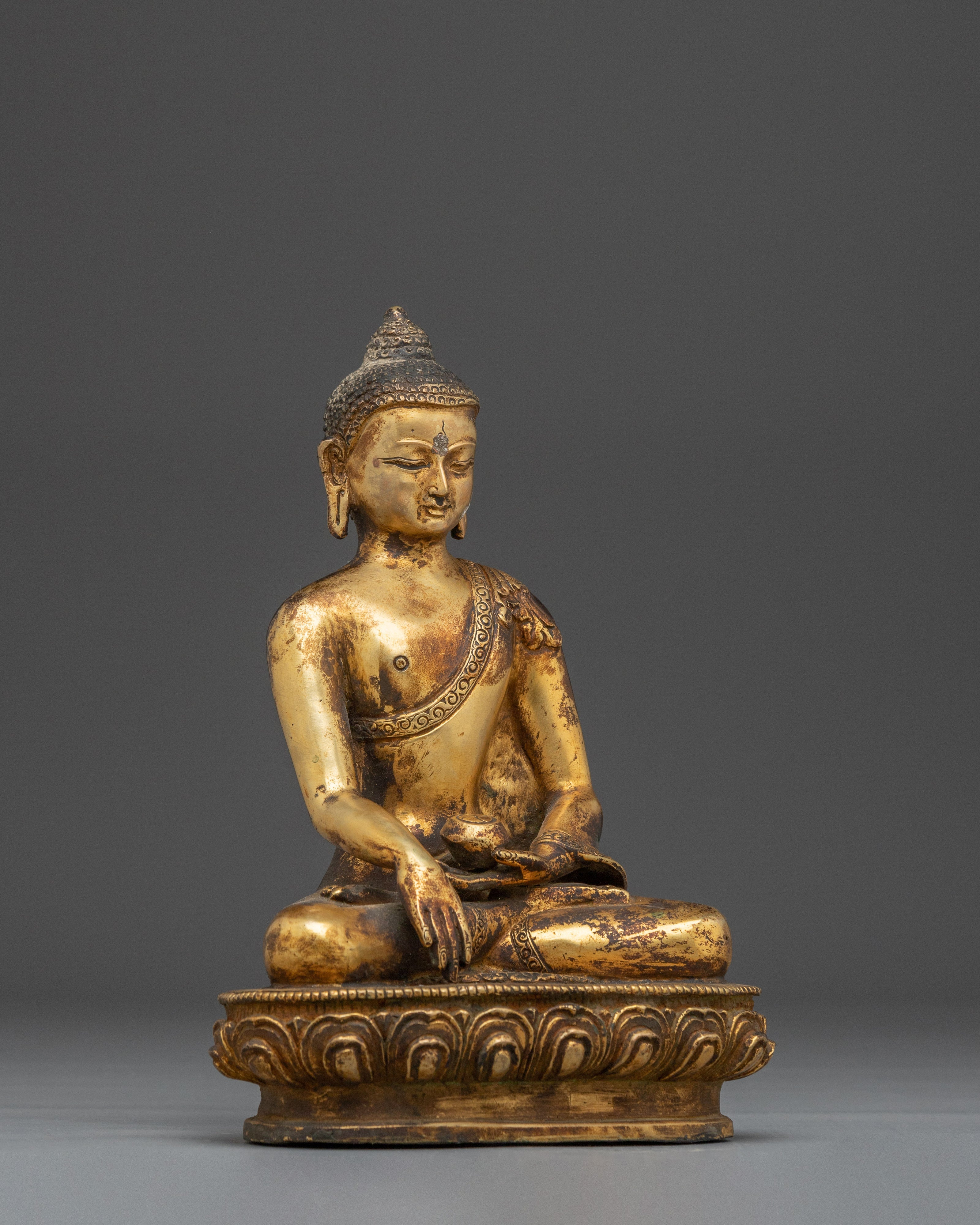 Copper And Gold Plated Shakyamuni Buddha Statue | Symbol of Calm and Divine Knowledge