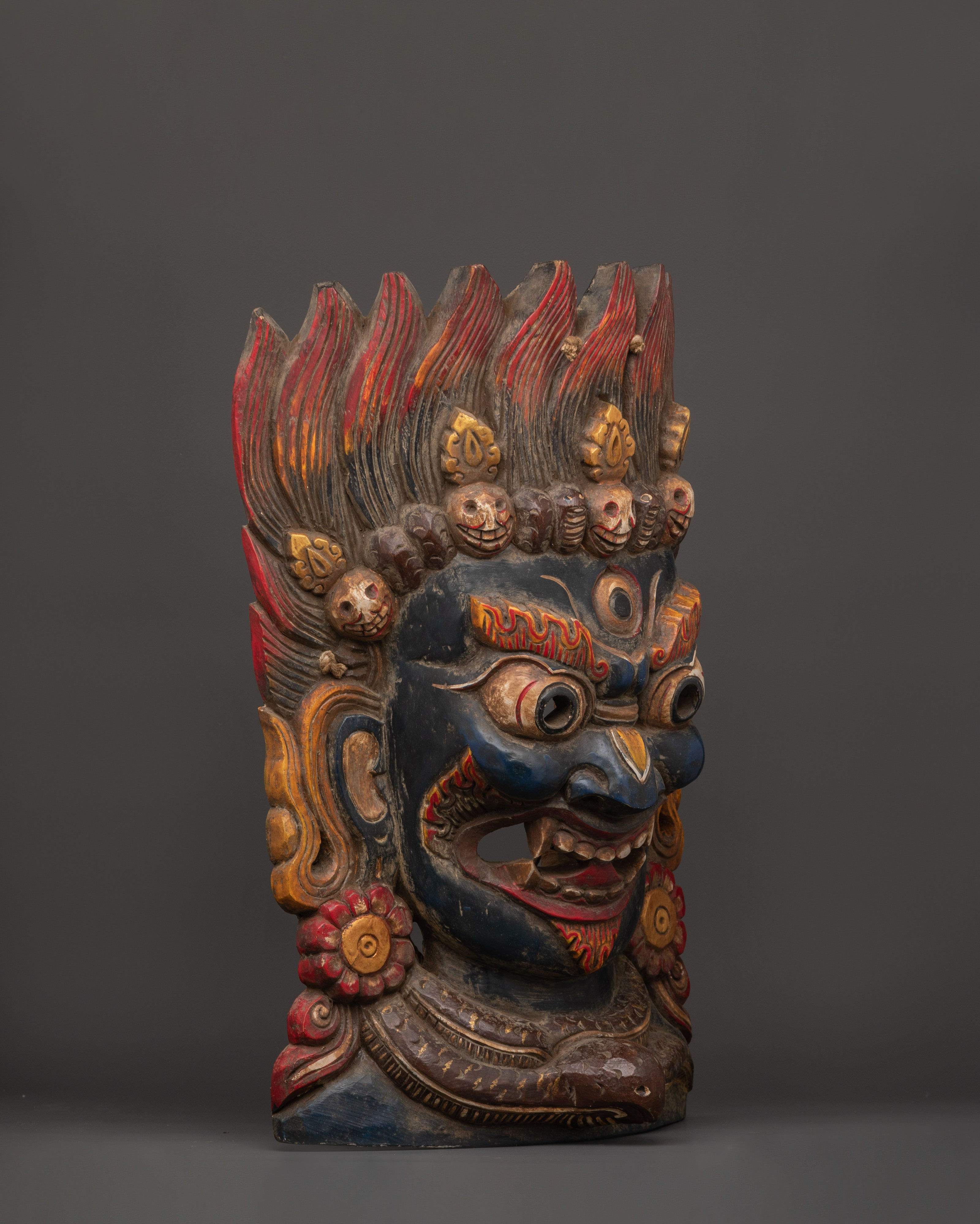 Handcrafted Bhairav Tantric Protection Mask | Fierce Guardian Deity Mask Sacred Art