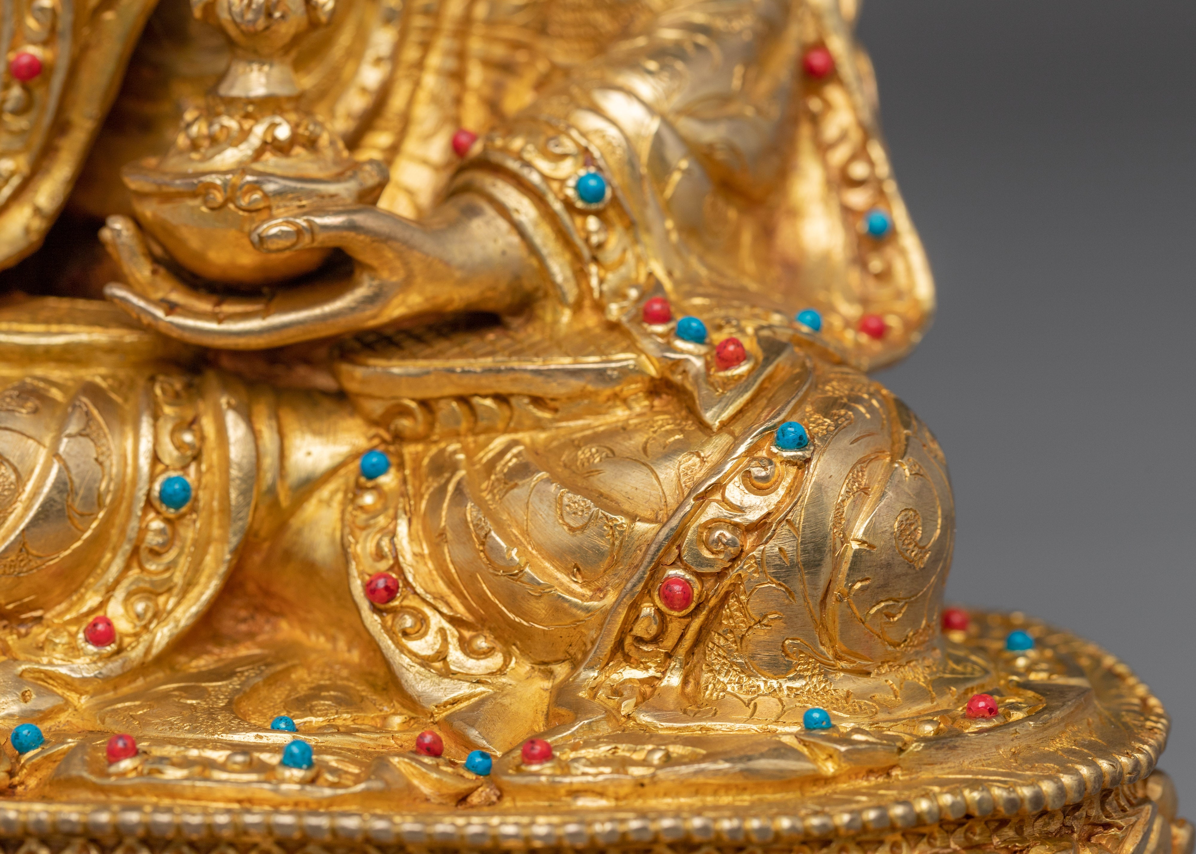 Sacred Statue of Guru Tsyoke Dorje | Gold Plated Tibetan Buddhist Copper Figure