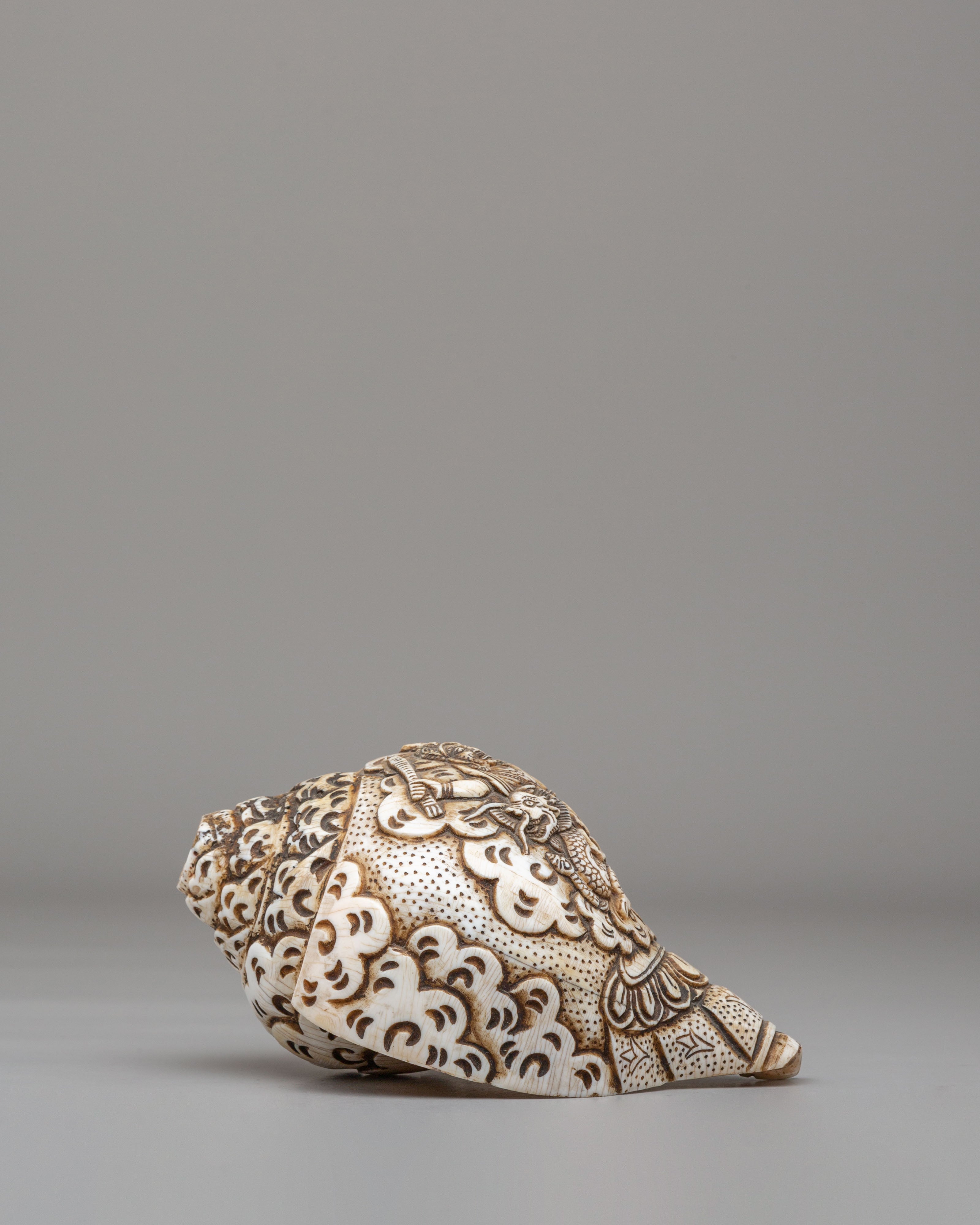 White Dzambhala Ritual Conch | Handcrafted Buddhist Sacred Art
