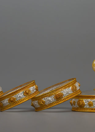 Traditional Mandala Offering Set Artwork |Gold Plated Ritual Craft