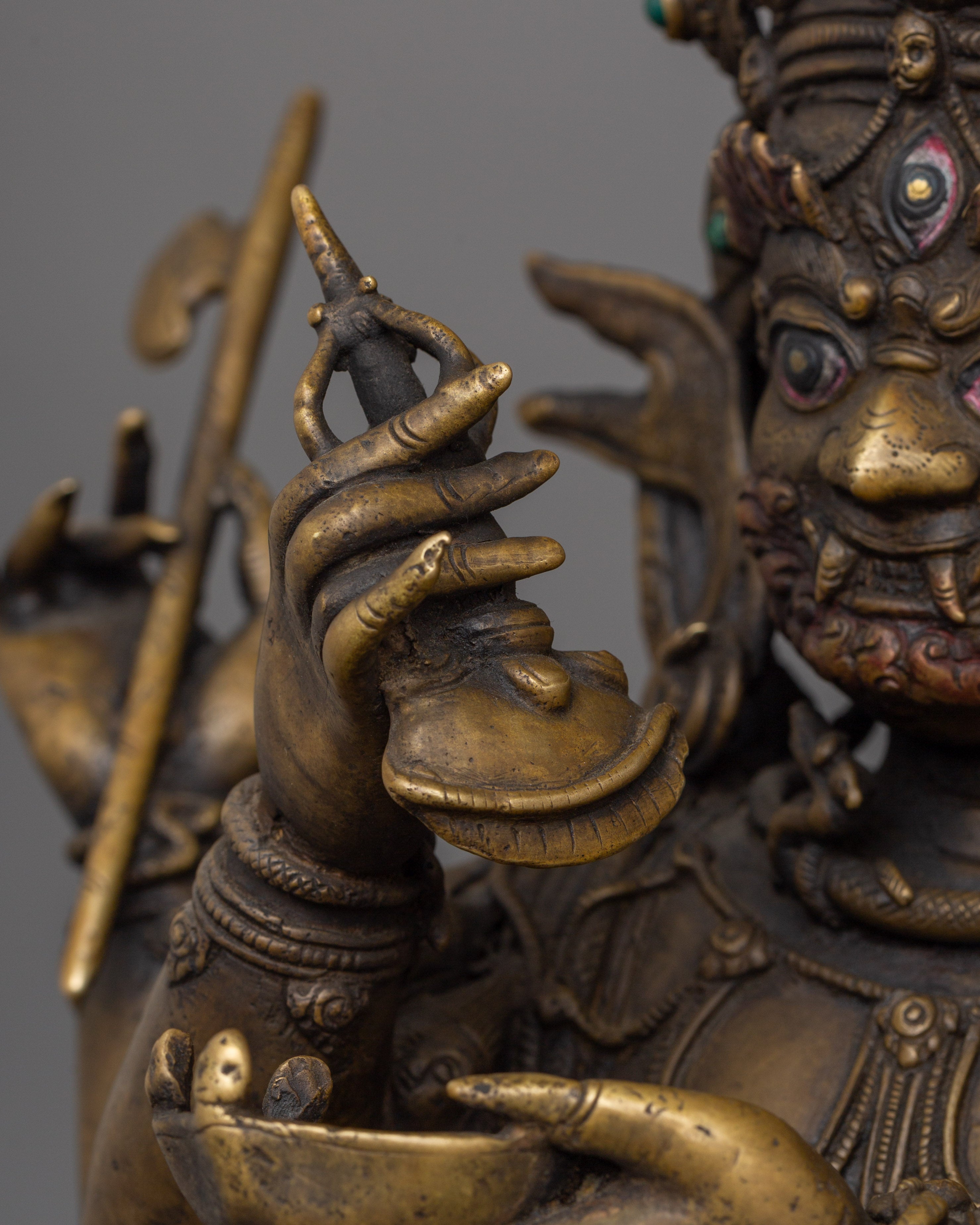 Four Armed Mahakala Statue | Tibetan Protector Deity Sculpture