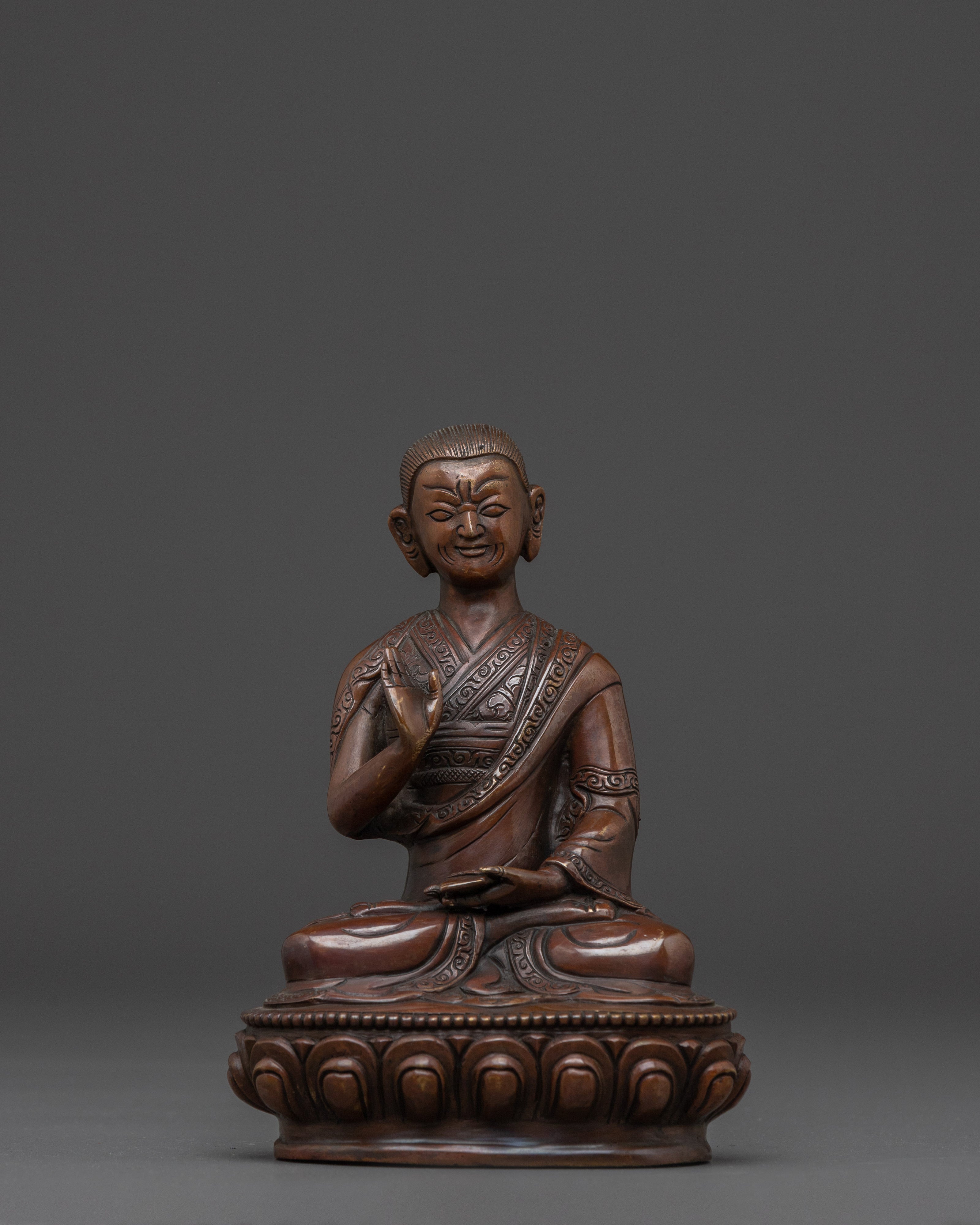 Oxidized Tsongkhapa Statue Set | Spiritual Altar Peice