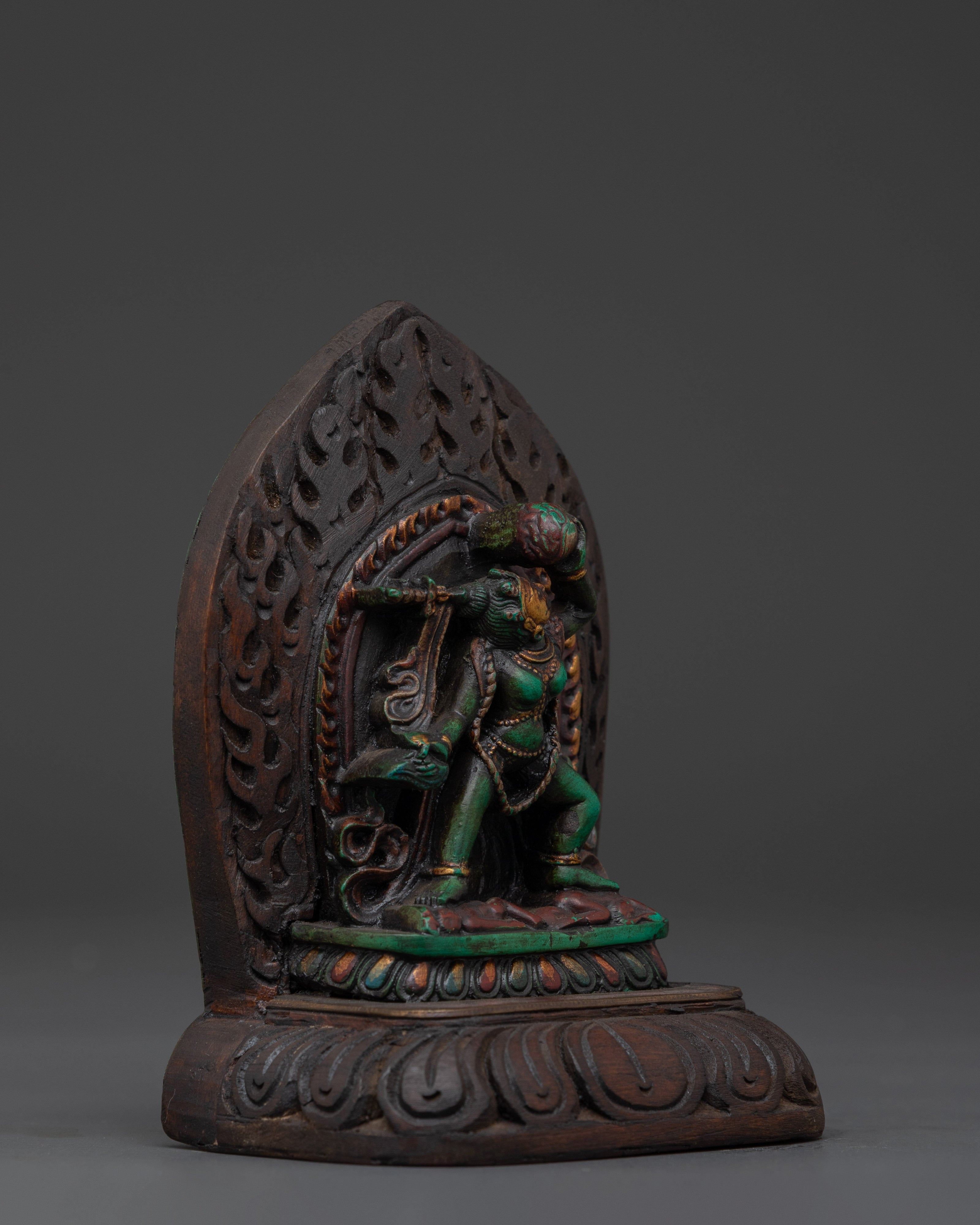 Vajrayogini Goddess of Wisdom Wooden Statue | Handcrafted Spiritual Artwork
