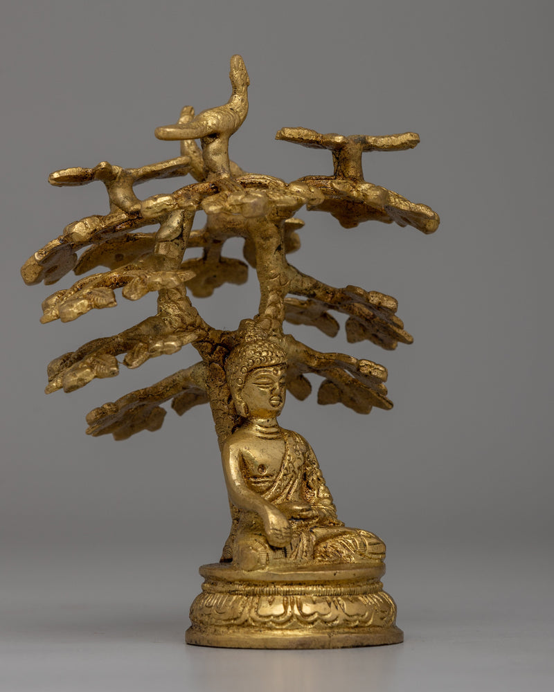 Shakyamuni Buddha Under Tree | Brass Statue for Enlightenment and Meditation