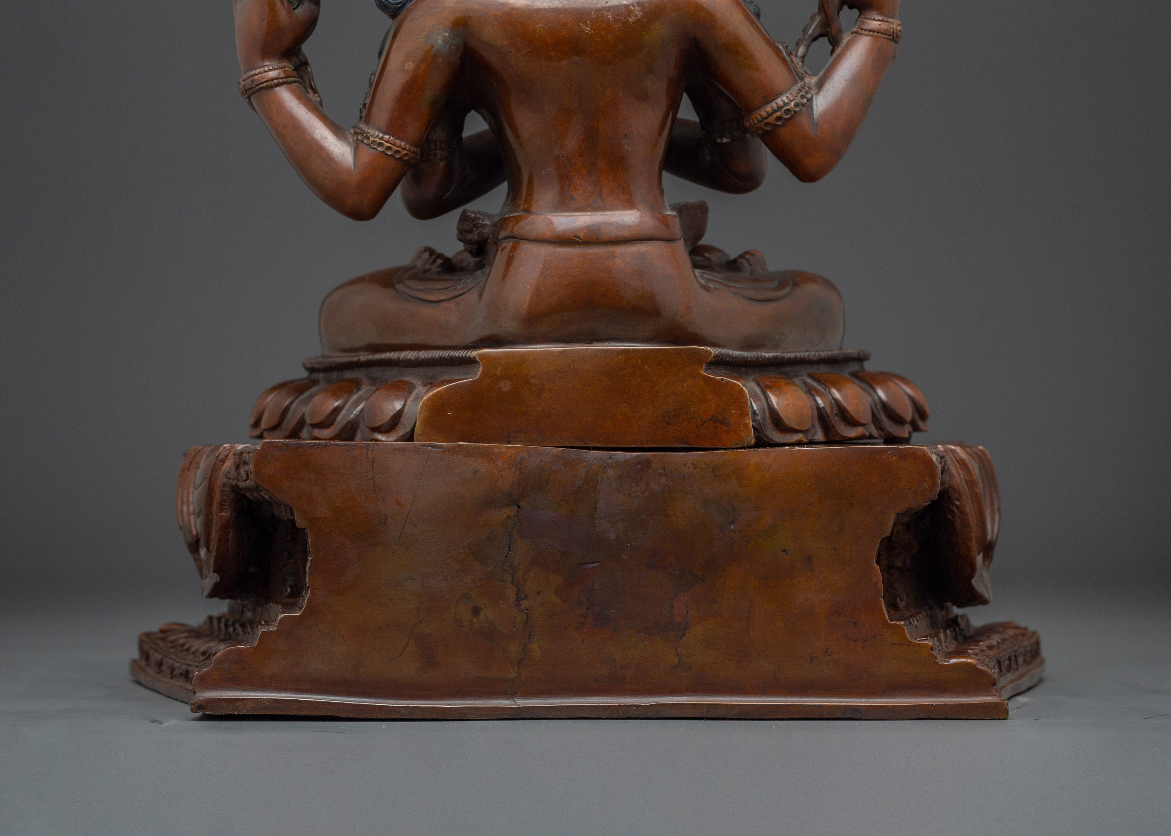 Tibetan Four-Armed Avalokiteshvara Copper Statue | Sculpture for Meditation, & Blessings