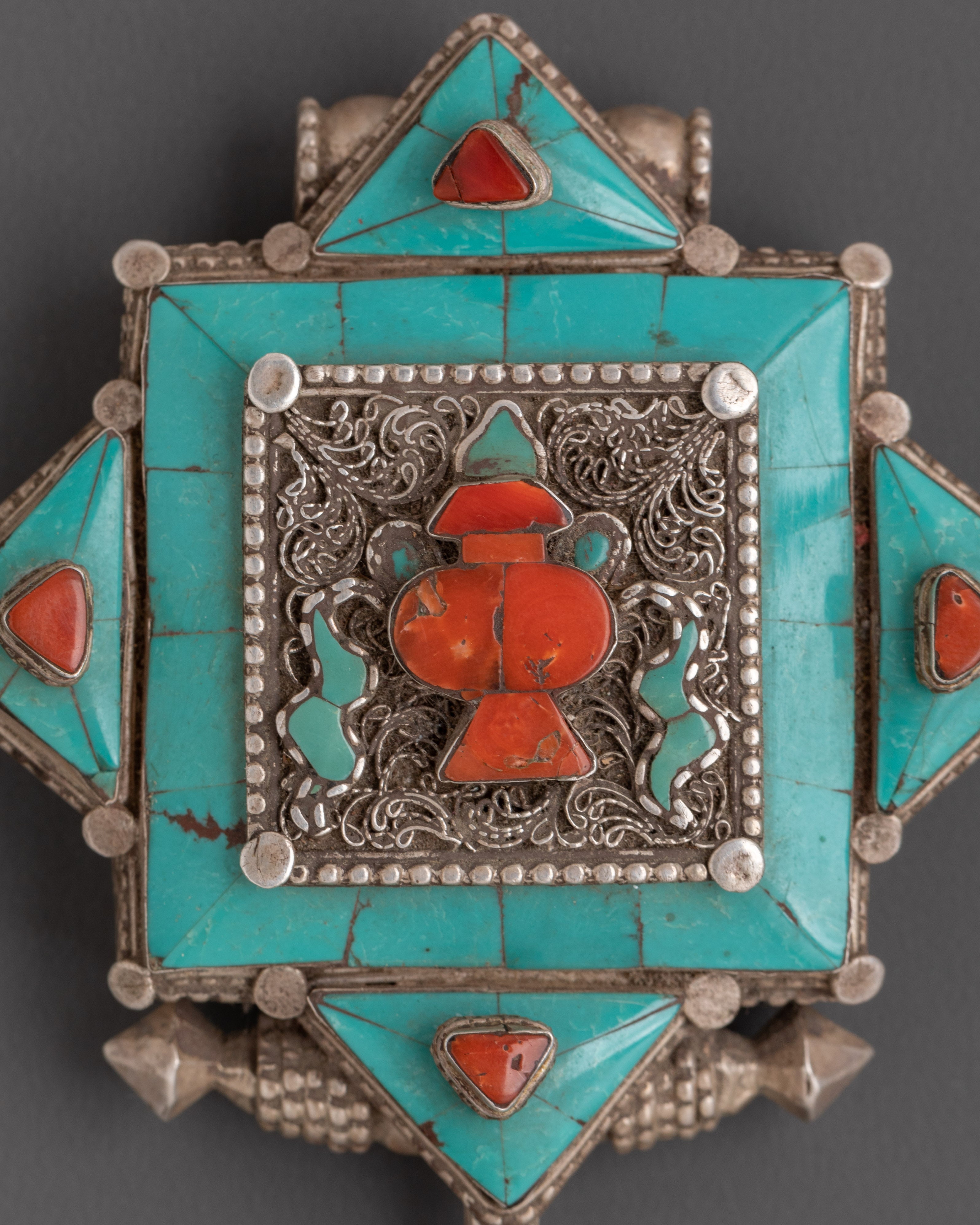 Ghau Box Locket with Turquoise Stone | A Symbol of Protection and Spirituality