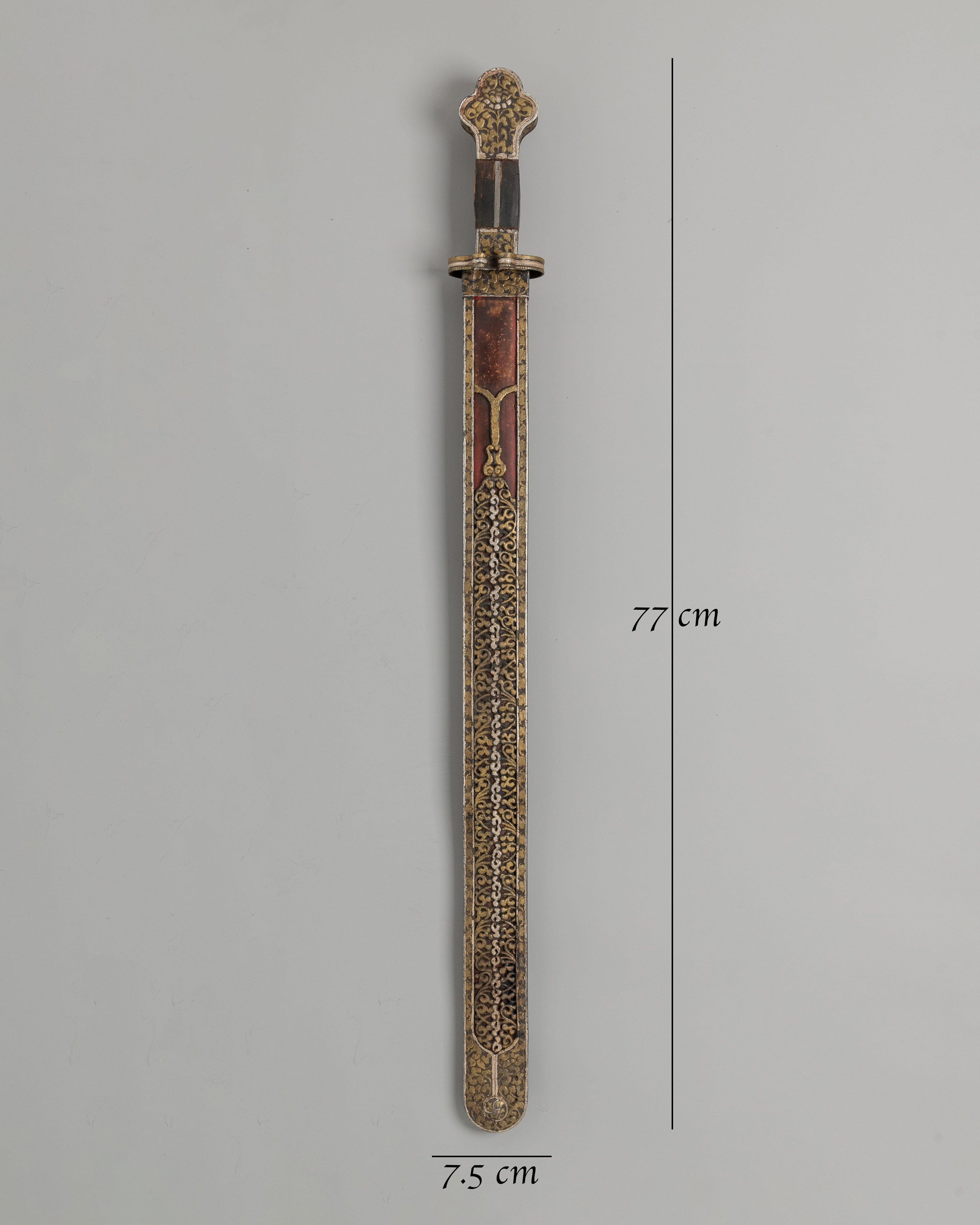Ritual Sword with Brass Inlays | Wrapped Wooden Handle, Spiritual Artifact