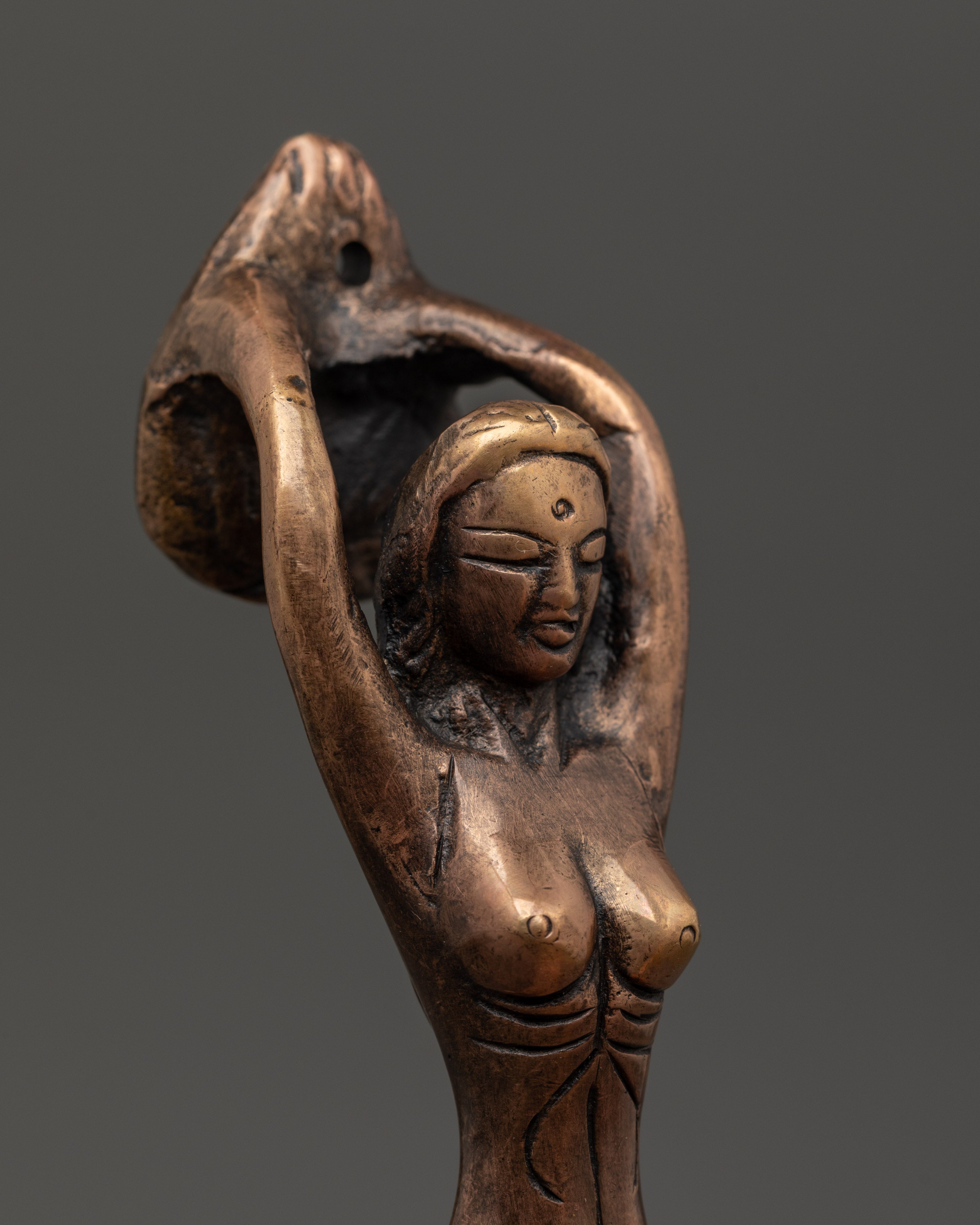 Traditional Tibetan Door Handle Set | Oxidized Copper Decorative Hardware