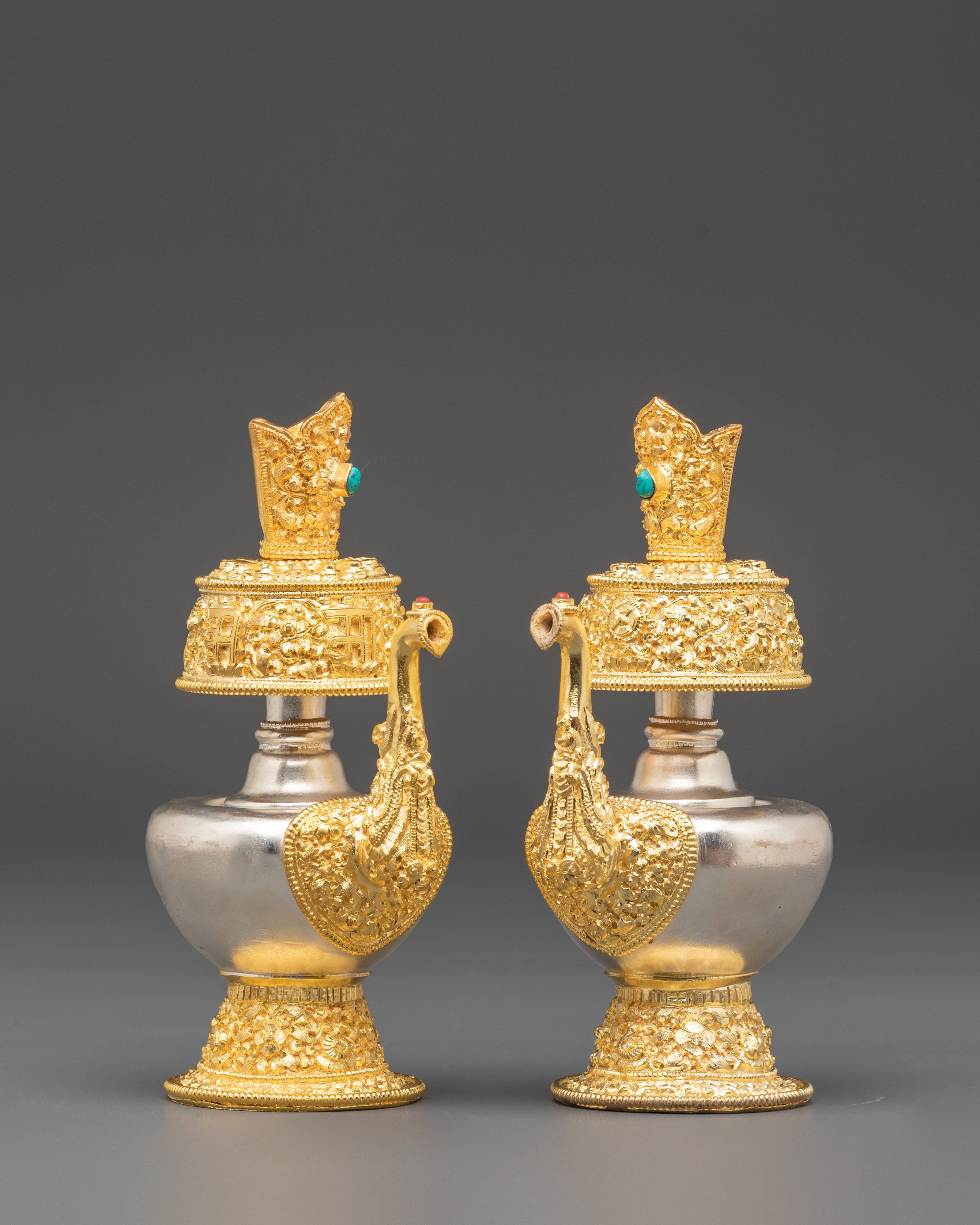 Himalayan Bhumba Pair | Tibetan Buddhist Water Offering Vases