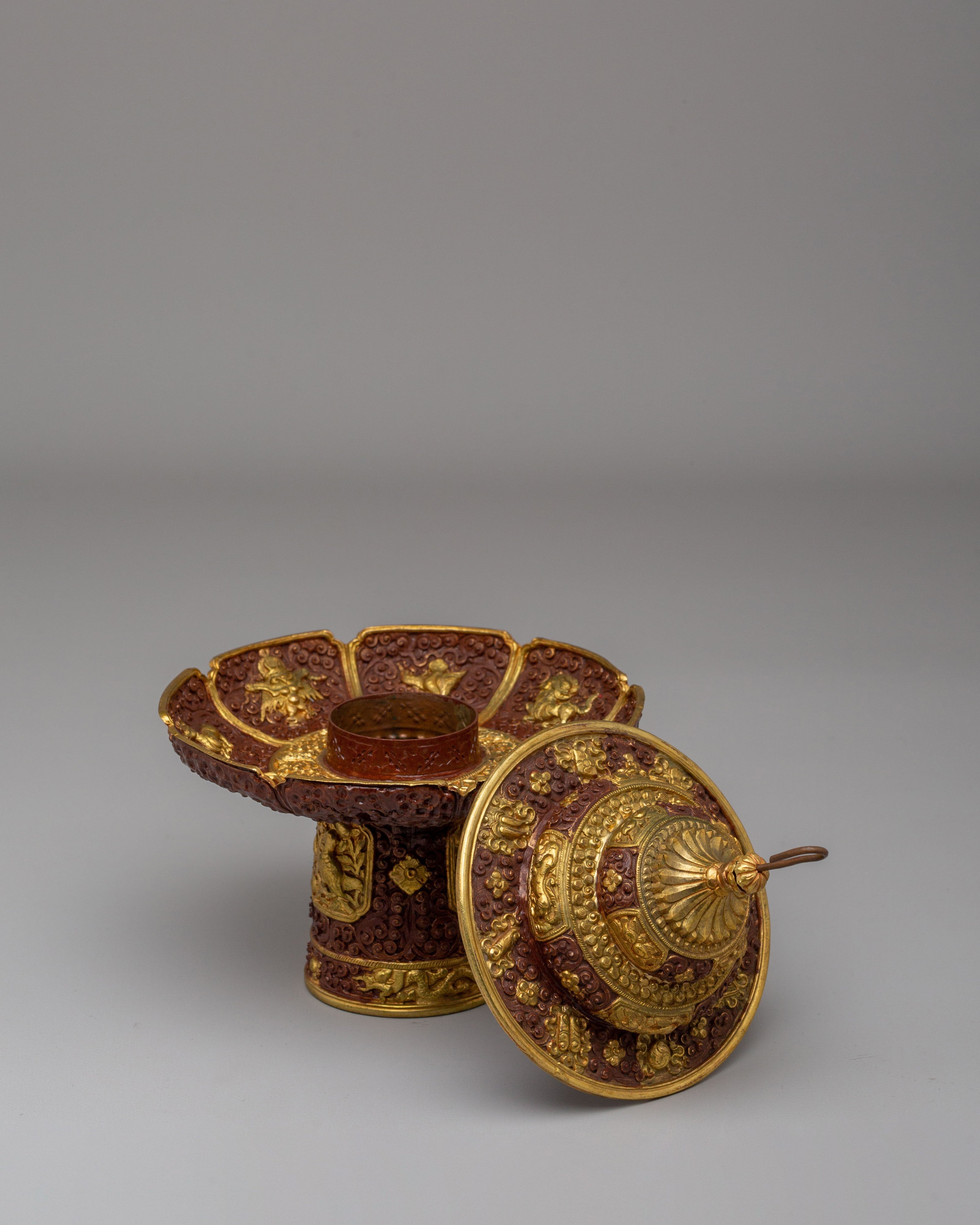 Decorative Himalayan Tea Cup Cover | Traditional Tibetan Ritual Tea Accessory