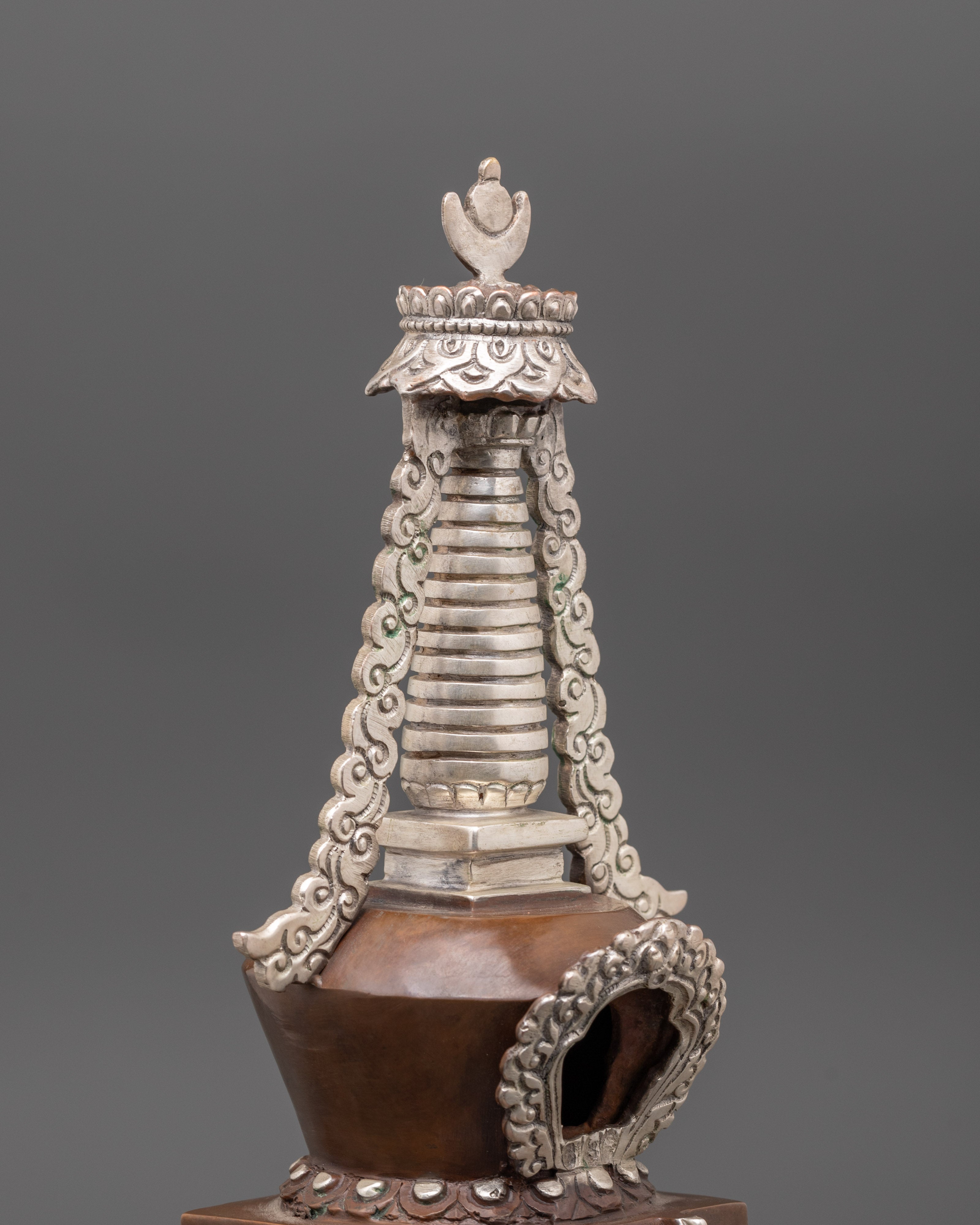 Oxidized Copper Tibetan Buddhist Stupa | Symbol of Mindfulness