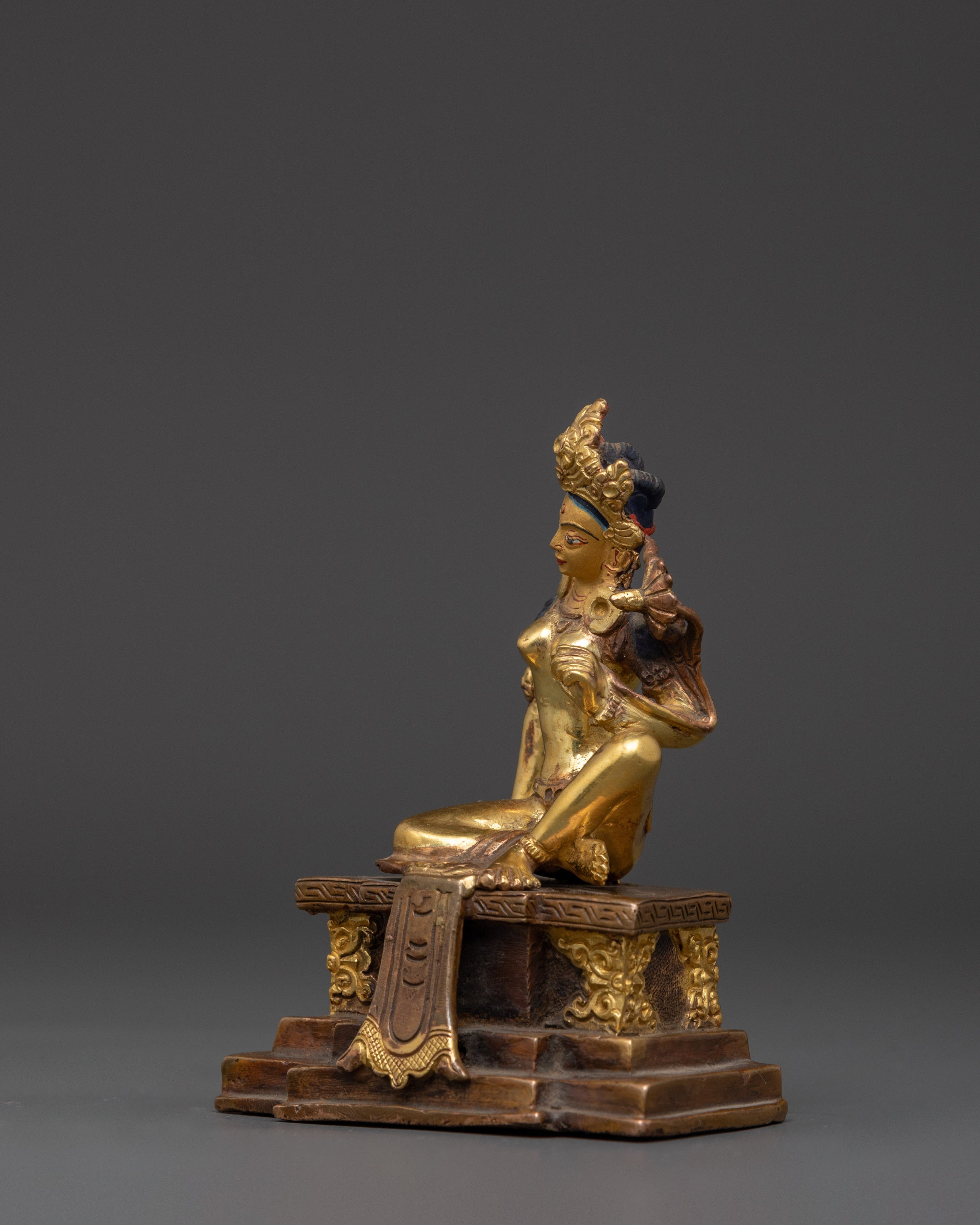 Lord Indra Statue | Gold-Plated Copper Indra Deity Sculpture