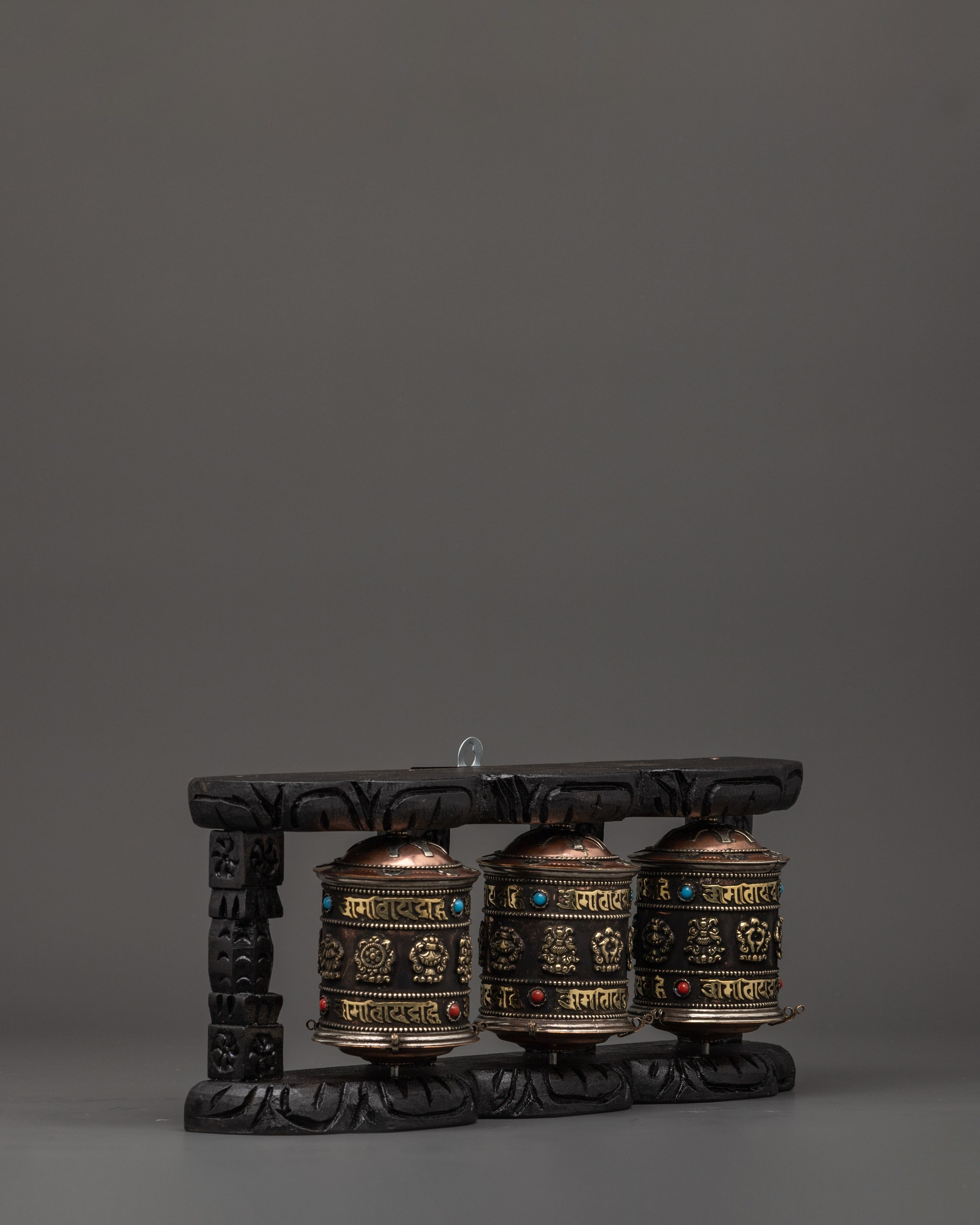 Set of 3 Tibetan Prayer Wheels | Handcrafted Buddhist Spinners