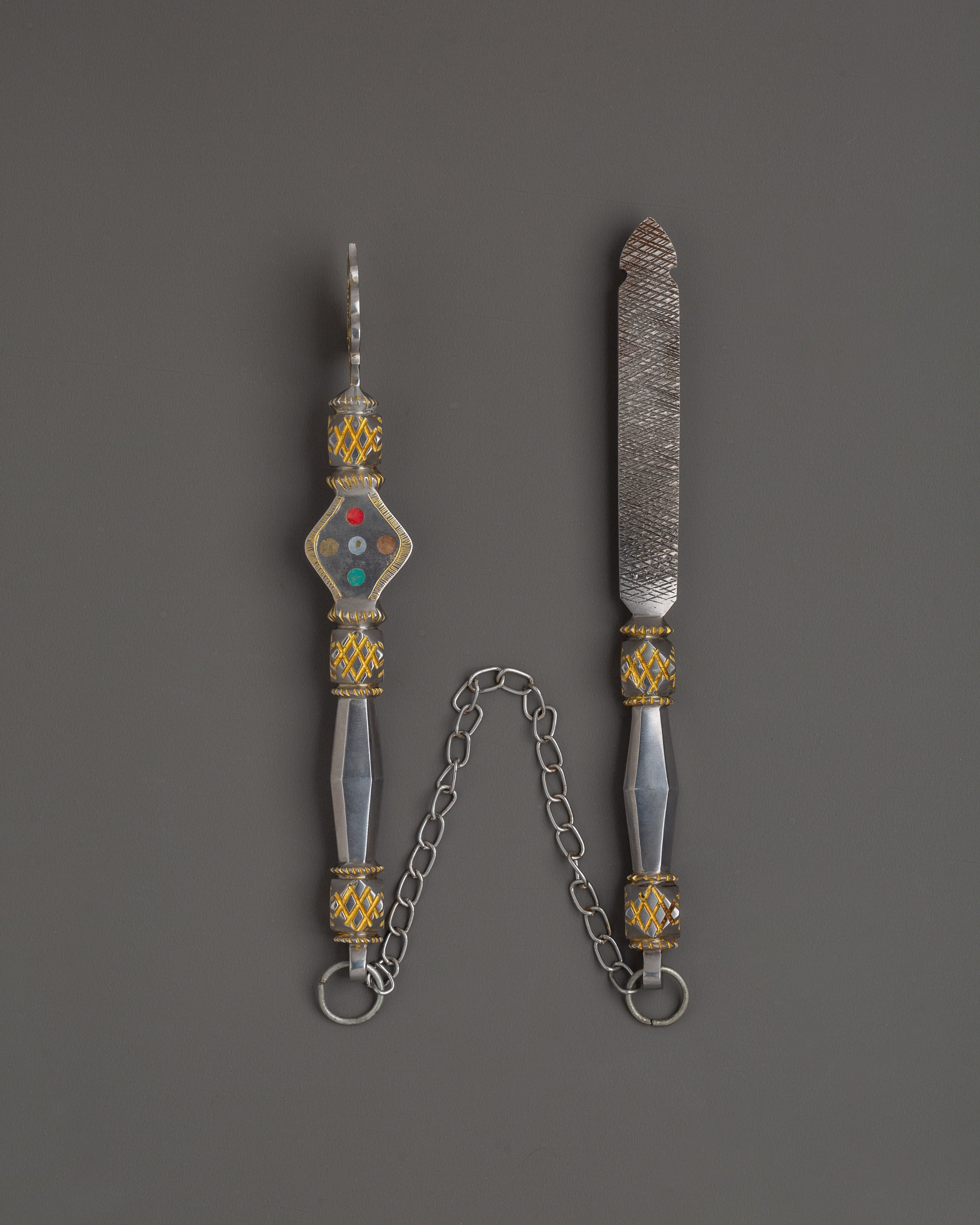 Tantric Ceremonial Set | Emblem and Flat Daru Ritual Tools