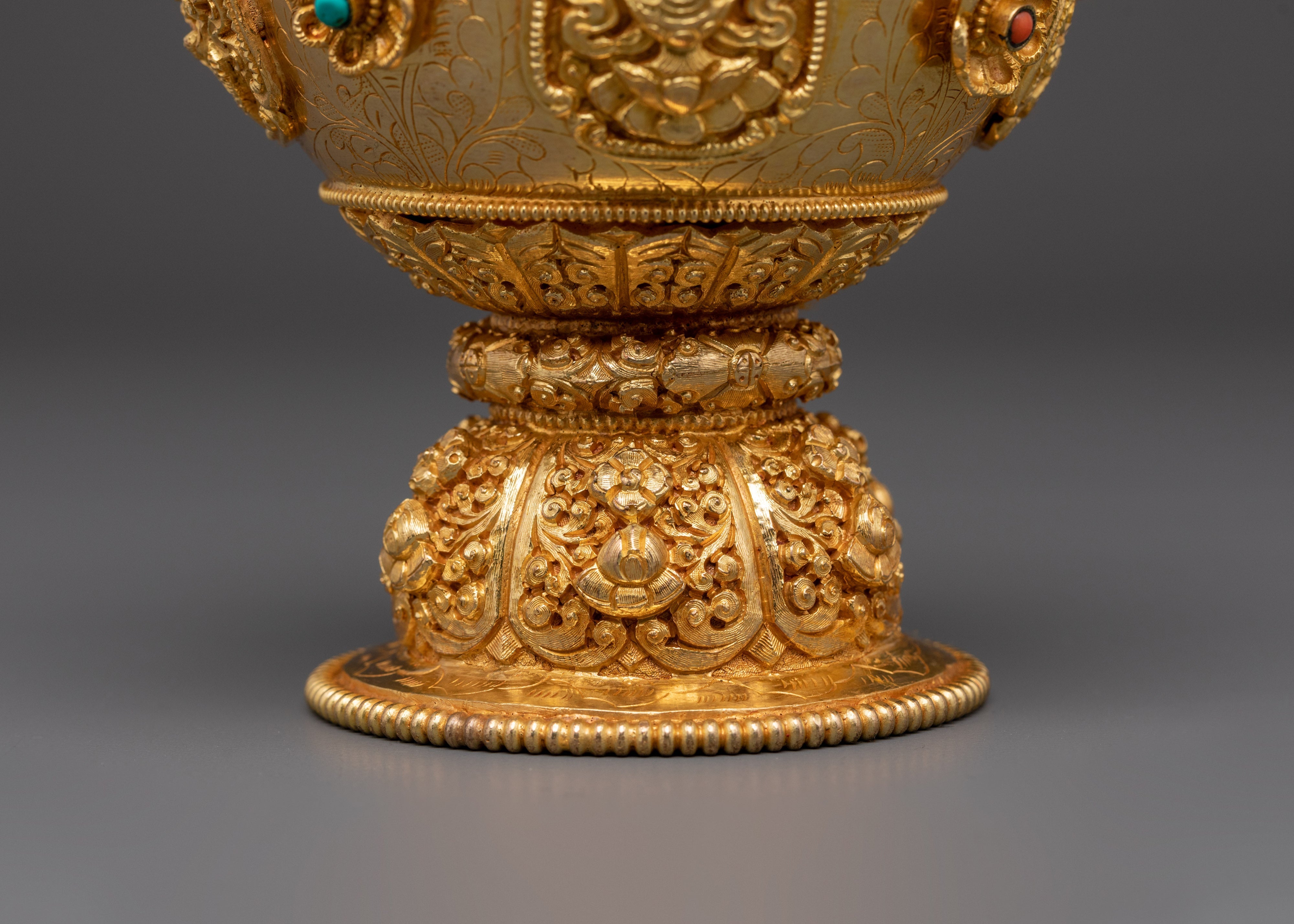 Flower Vase for Ritual Offering | Gold Plated Copper Vase
