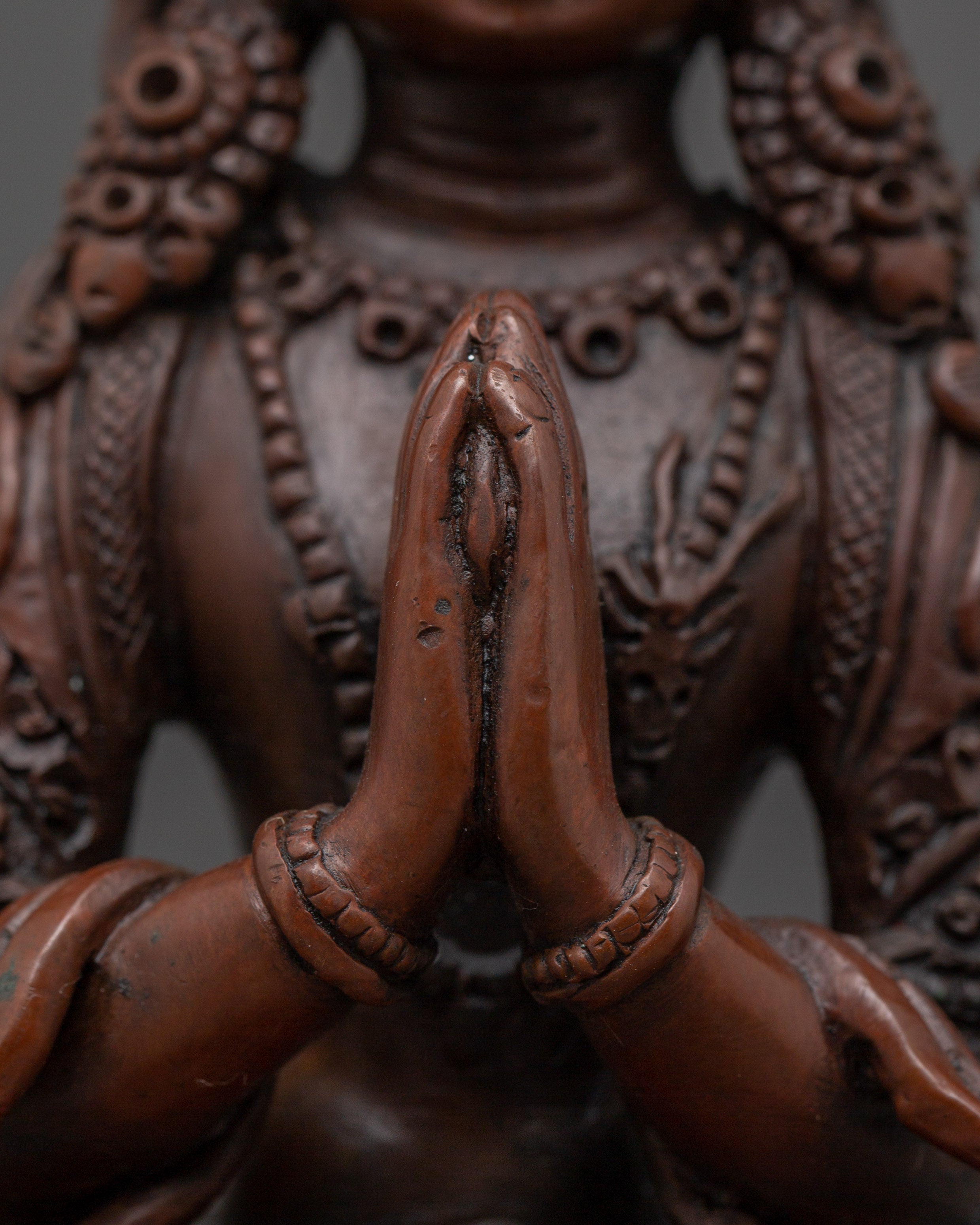 Handmade Chenrezig Compassion Deity Sculpture | Four-Armed Avalokiteshvara Deity