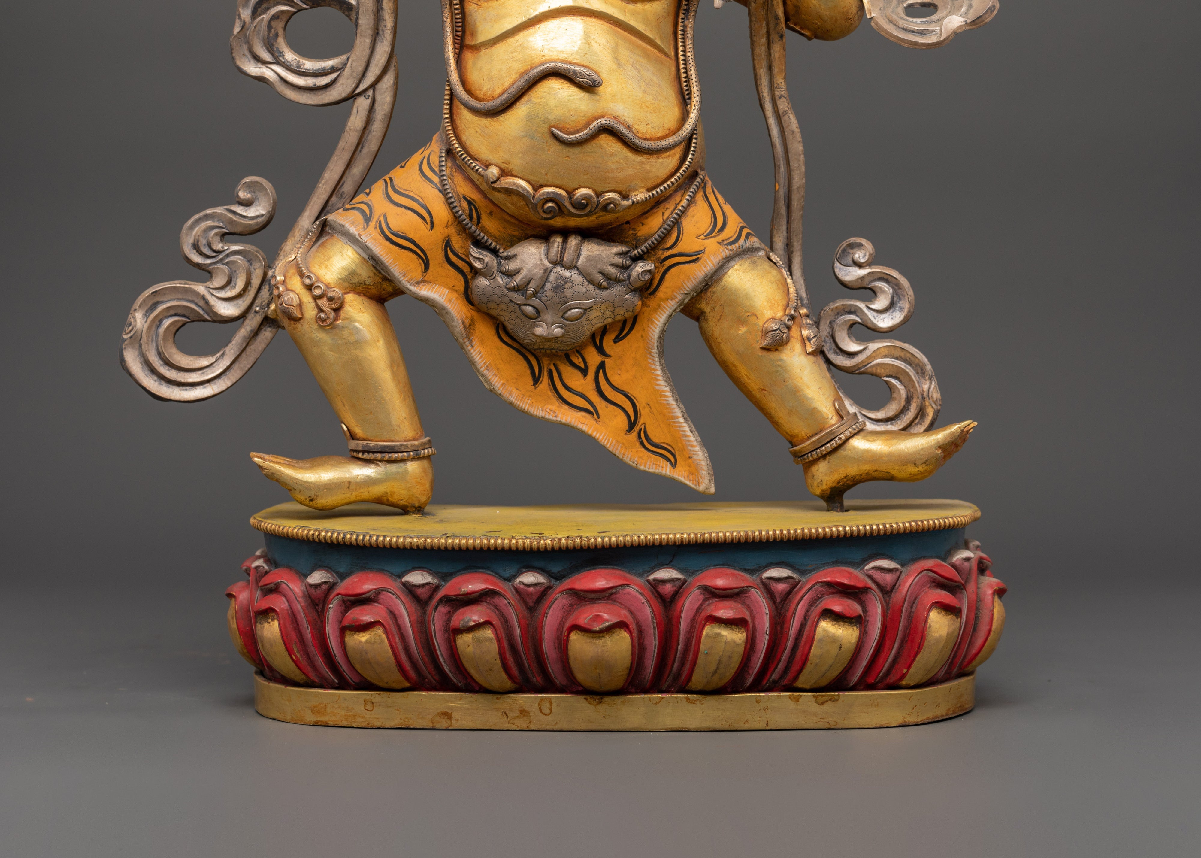 Handcrafted Vajrapani Statue | Copper Body with Gold Plating, Pure Silver & Acrylic Paint
