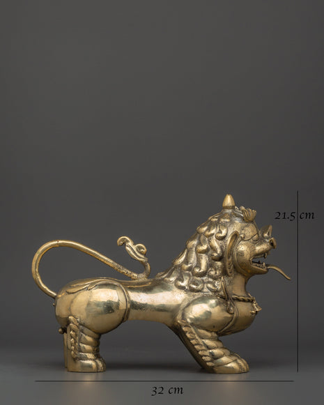 Handmade Tibetan Snow Lion Set | Brass Guardian Statues