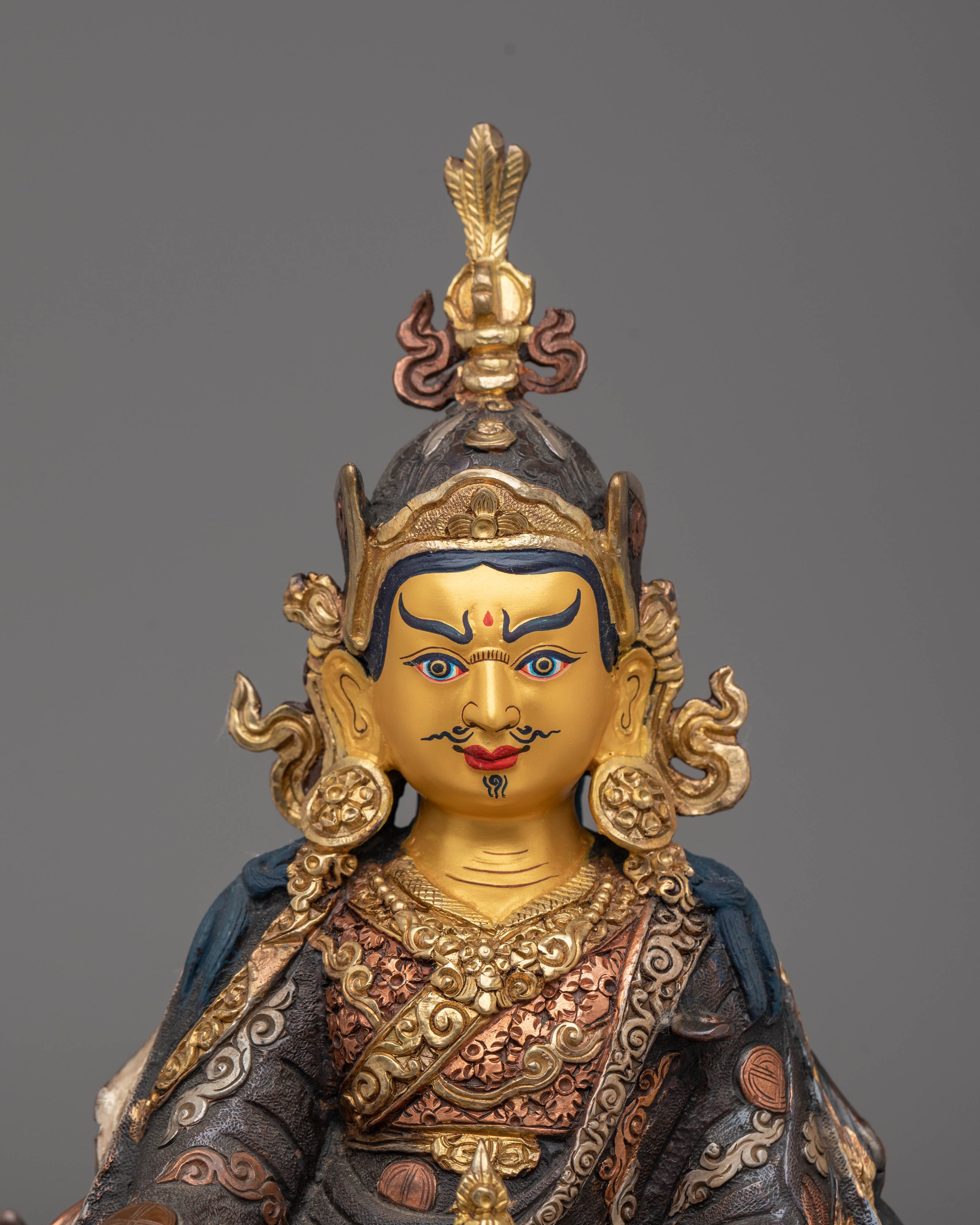 Guru Rinpoche Copper Handmade Sculpture | Tibetan Guru Rinpoche Statue
