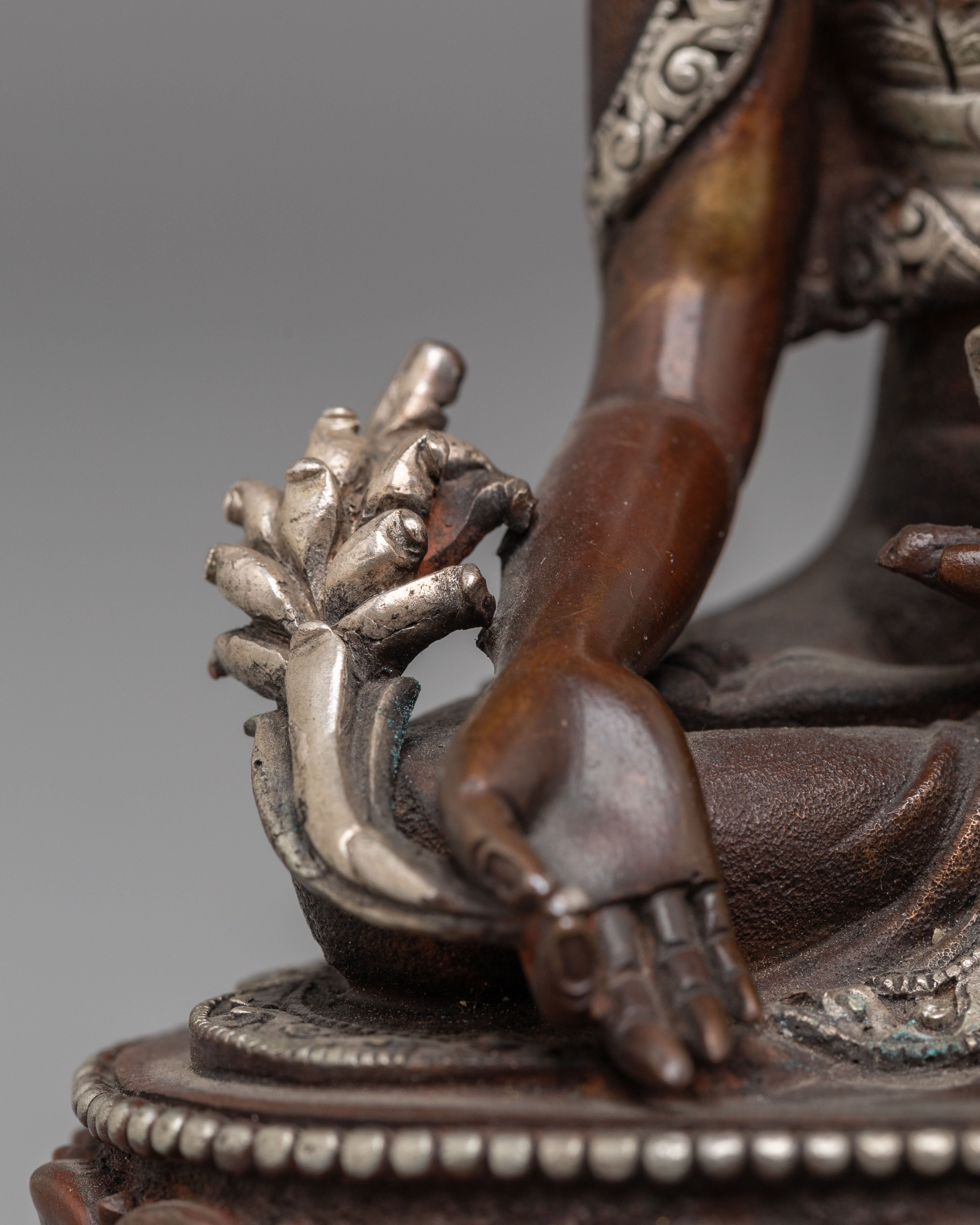 Handcrafted Tibetan Medicine Buddha Sculpture | Copper Buddhist Statue