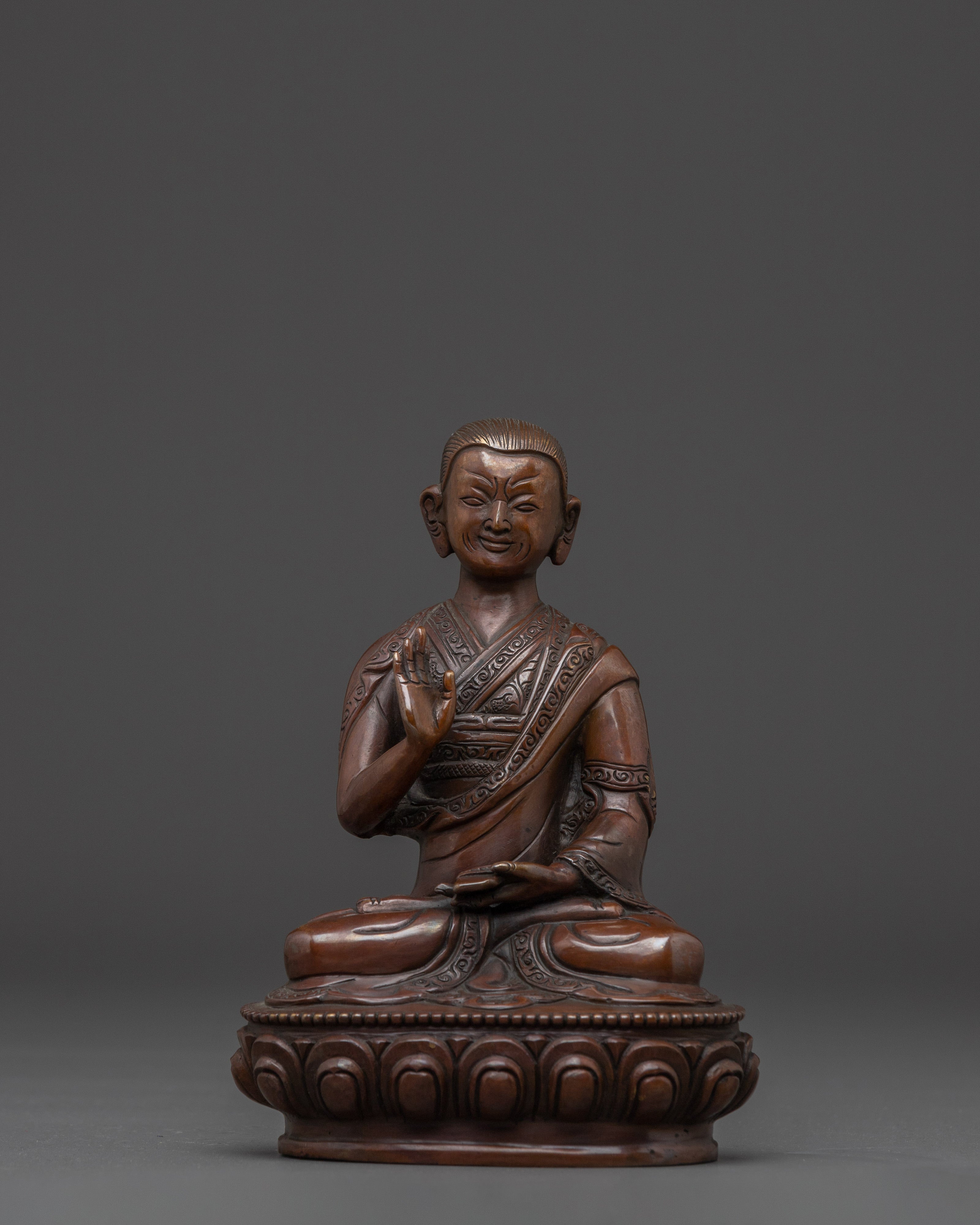Oxidized Tsongkhapa Statue Set | Spiritual Altar Peice