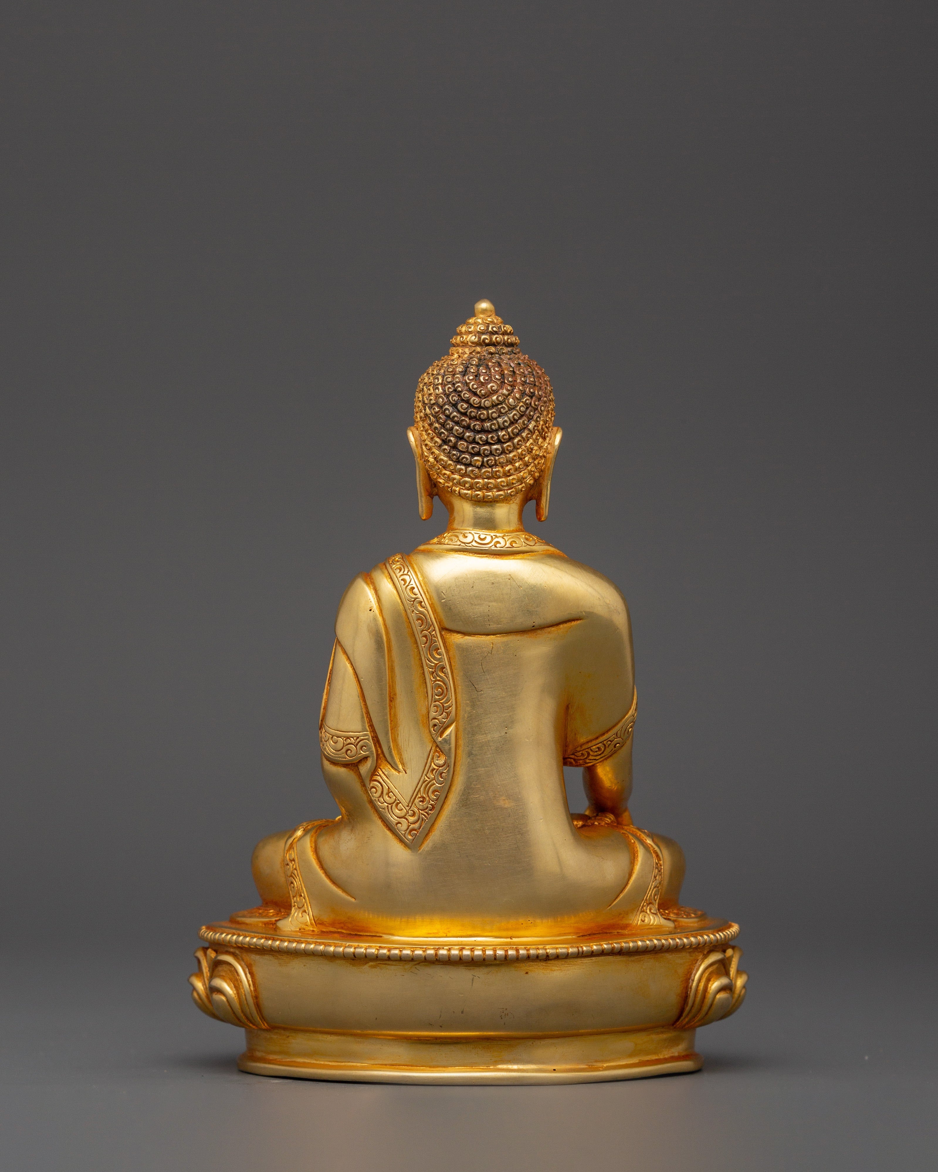 Shakyamuni Buddha Gold Plated Statue | Handcrafted Copper Deity for Meditation