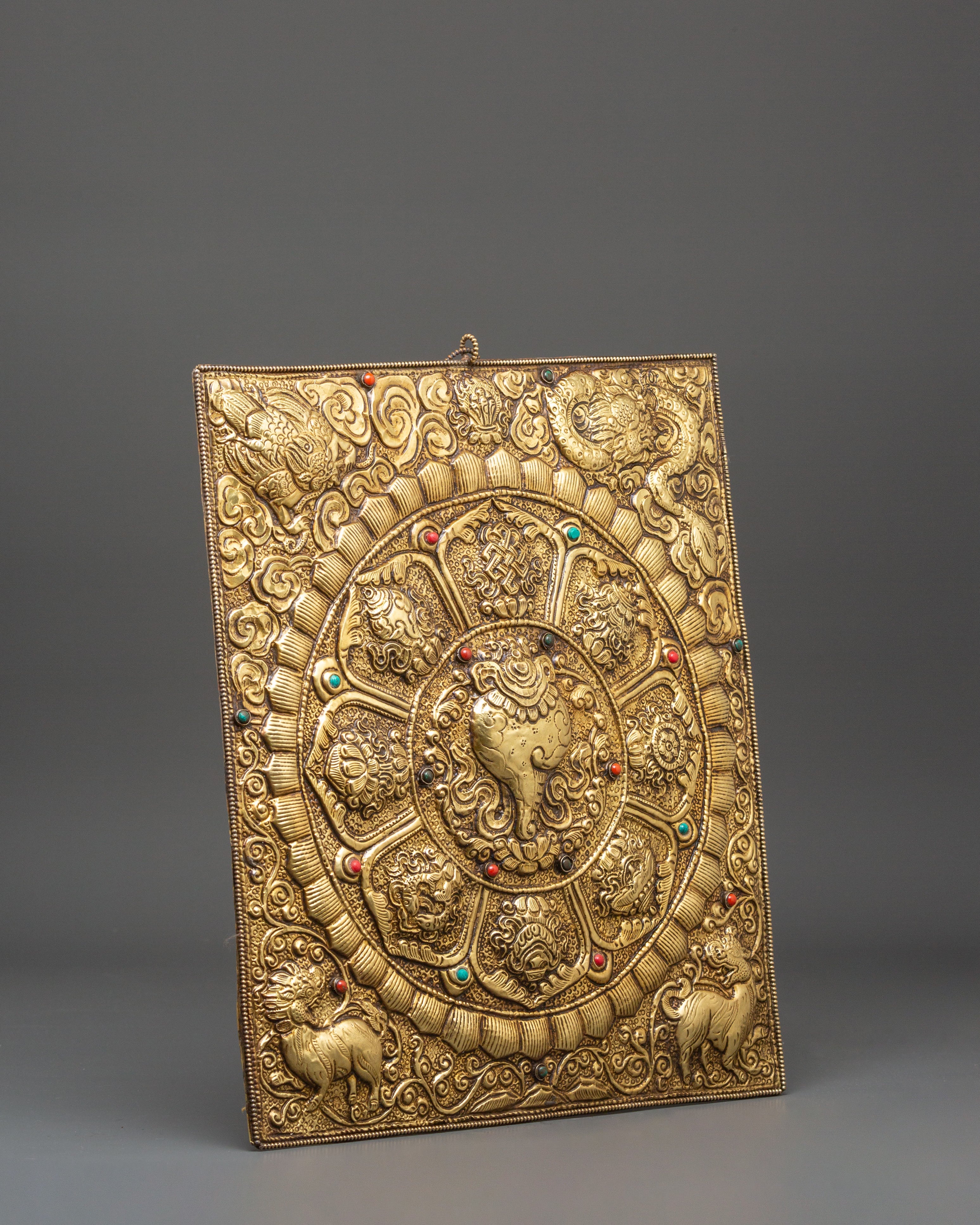Tibetan Auspicious Symbol Wall Hanging | Handcrafted Brass Buddhist Art