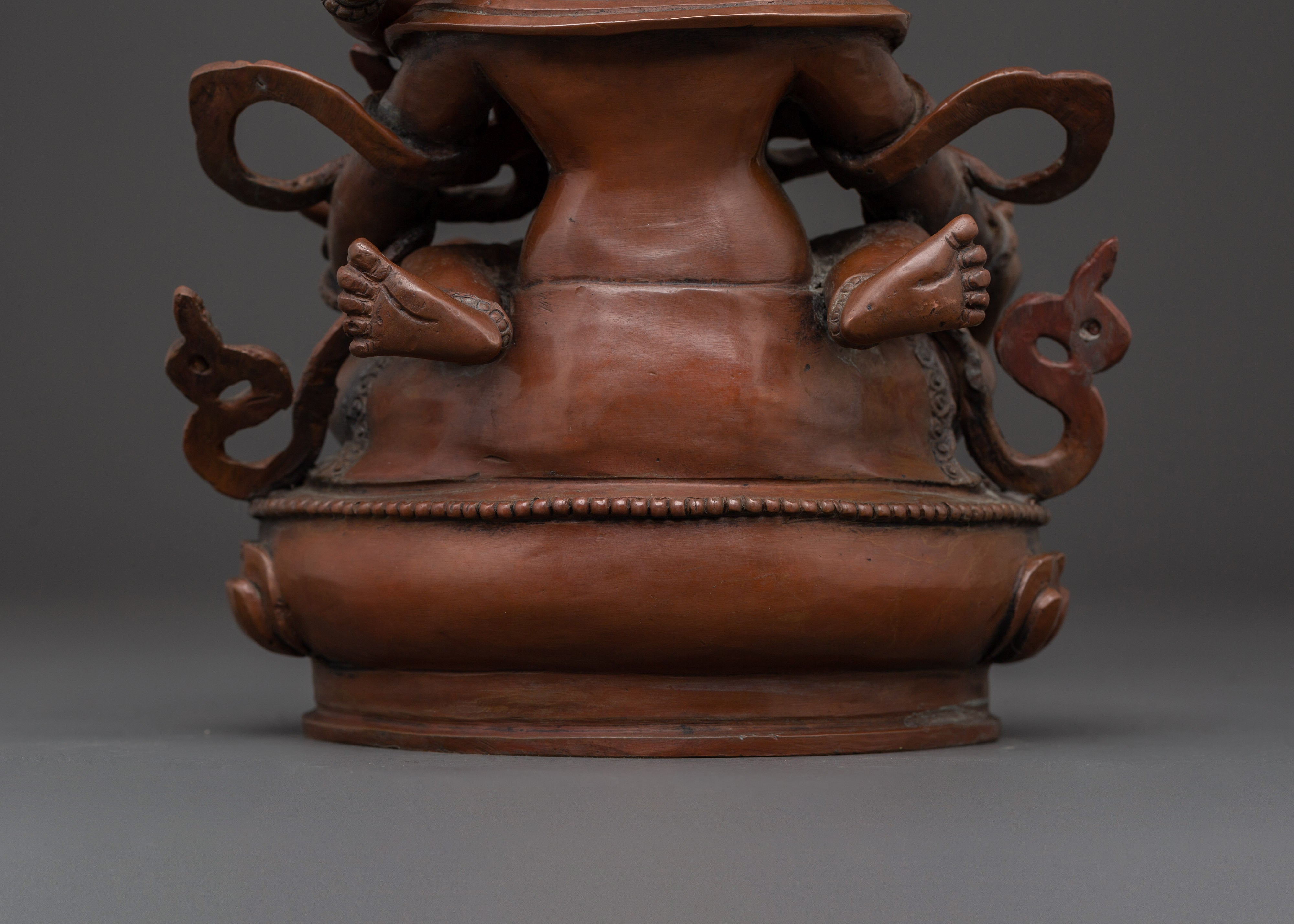 Tibetan Dzambhala Statue with Consort | Handmade Oxidized Copper Sculpture
