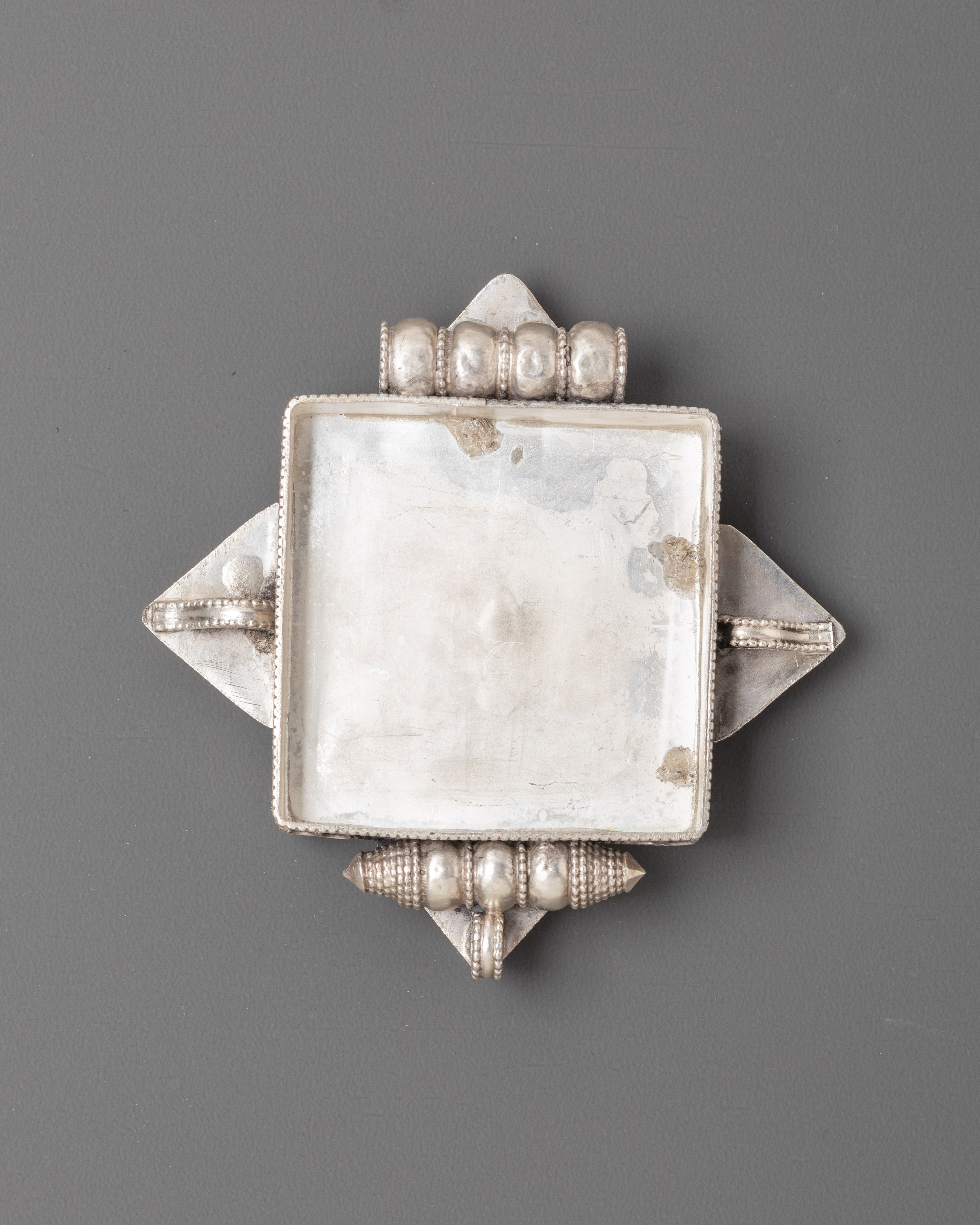 Ghau Box with Semi Precious Stones | Handcrafted Silver Ghau