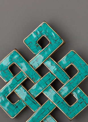 Turquoise Endless Knot Wall Art | Traditional Tibetan Handcrafted Wall Decor